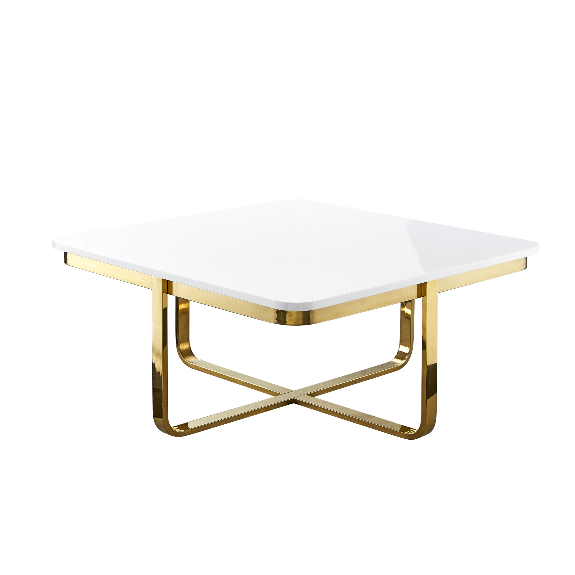 Inspired Home CT200-09WG-LS Lanna White/Gold Wood Glam Coffee Table
