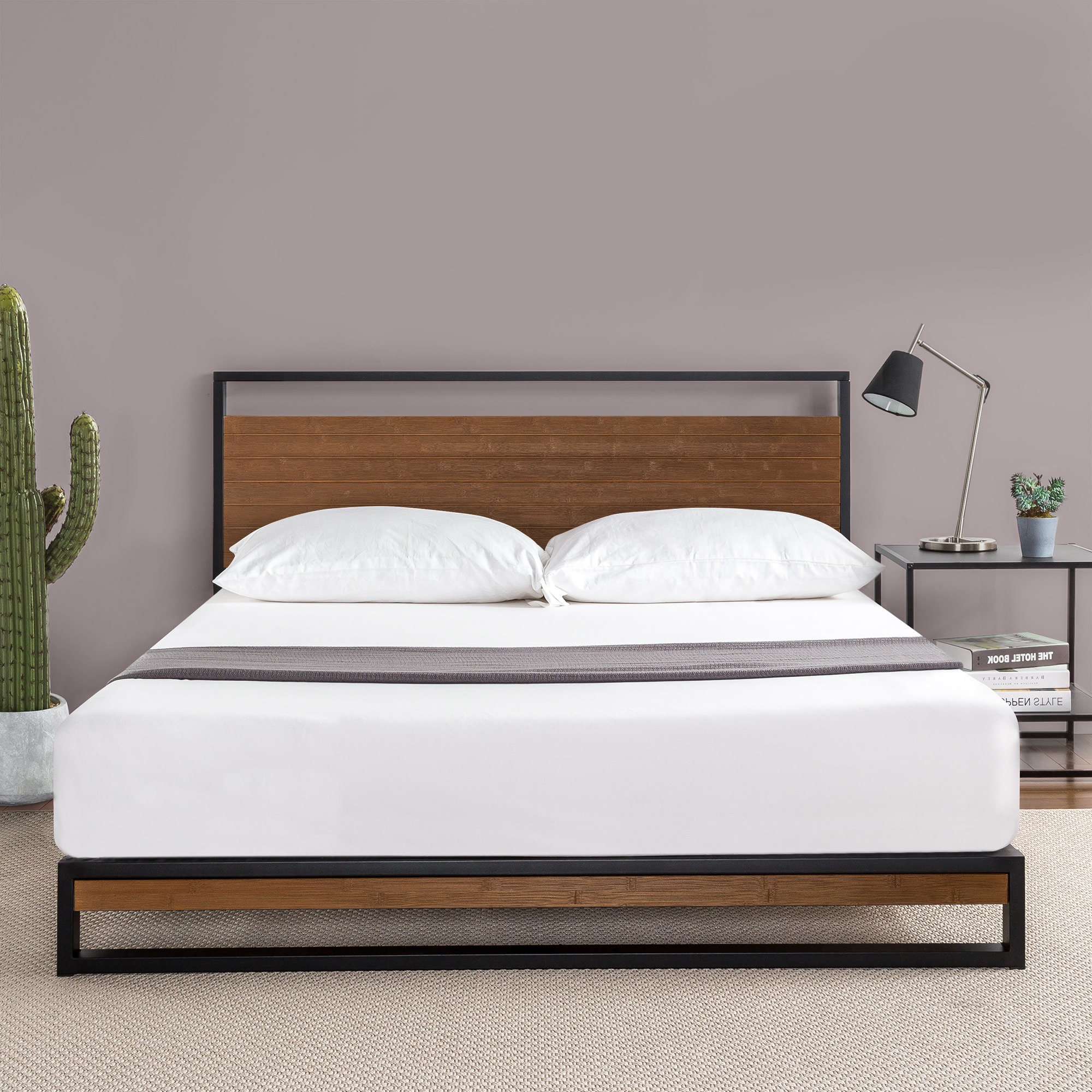 Zinus VEC-IAAAHW-14K Chestnut Brown King Metal Platform Bed