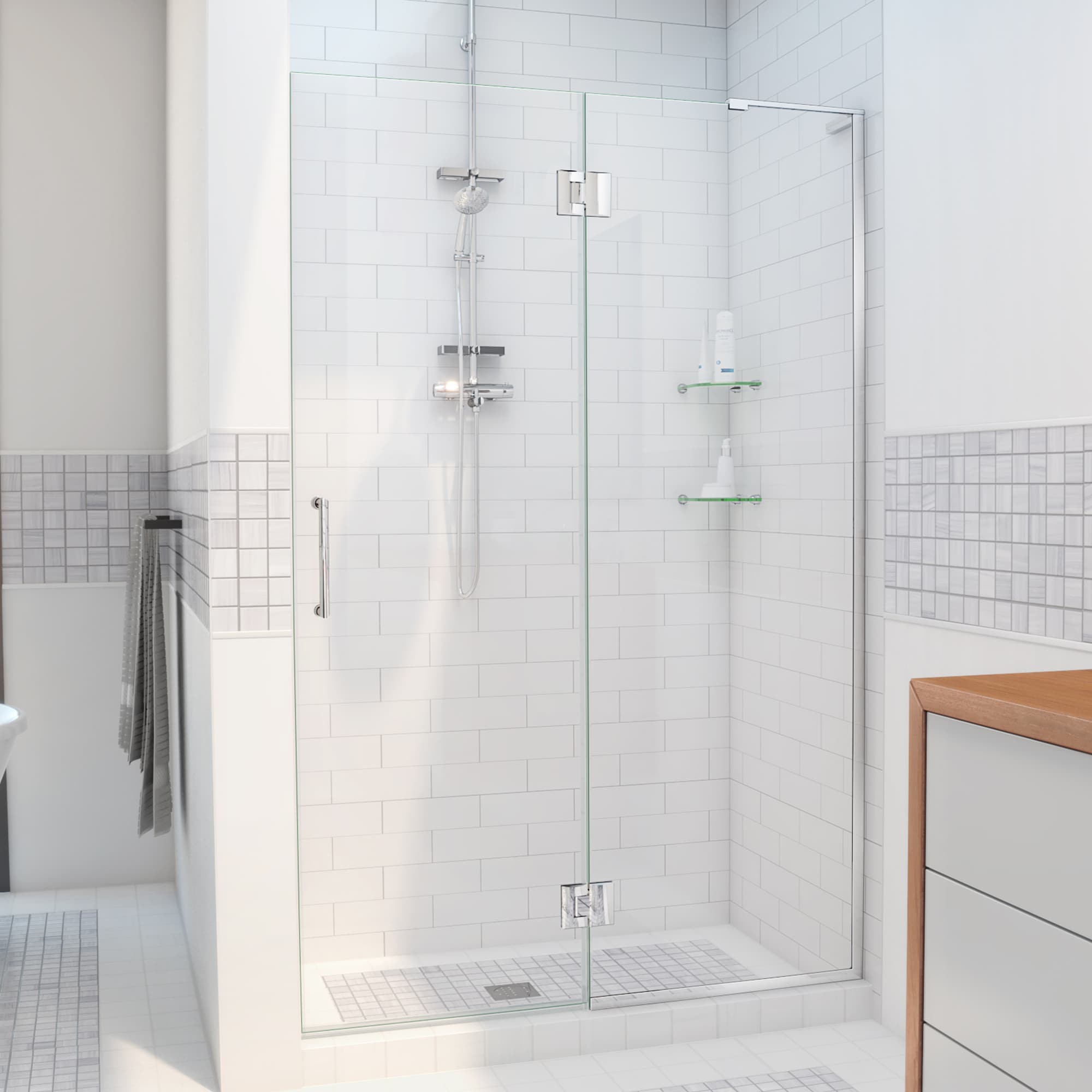 Dreamline Unidoor X Chrome 48 In W X 72 In H Frameless Hinged Shower