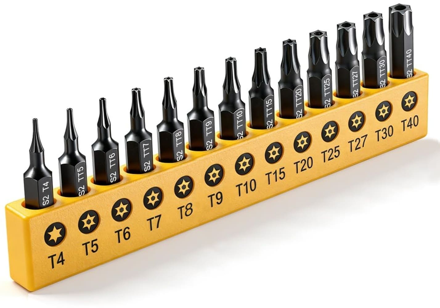 Etokfoks 1 in SAE Metric Low Profile Impact Torx Security Bit Set with Hole S2 Steel Magnetic 13 Piece 1 4 in Hex Shank #LETDXCZA8