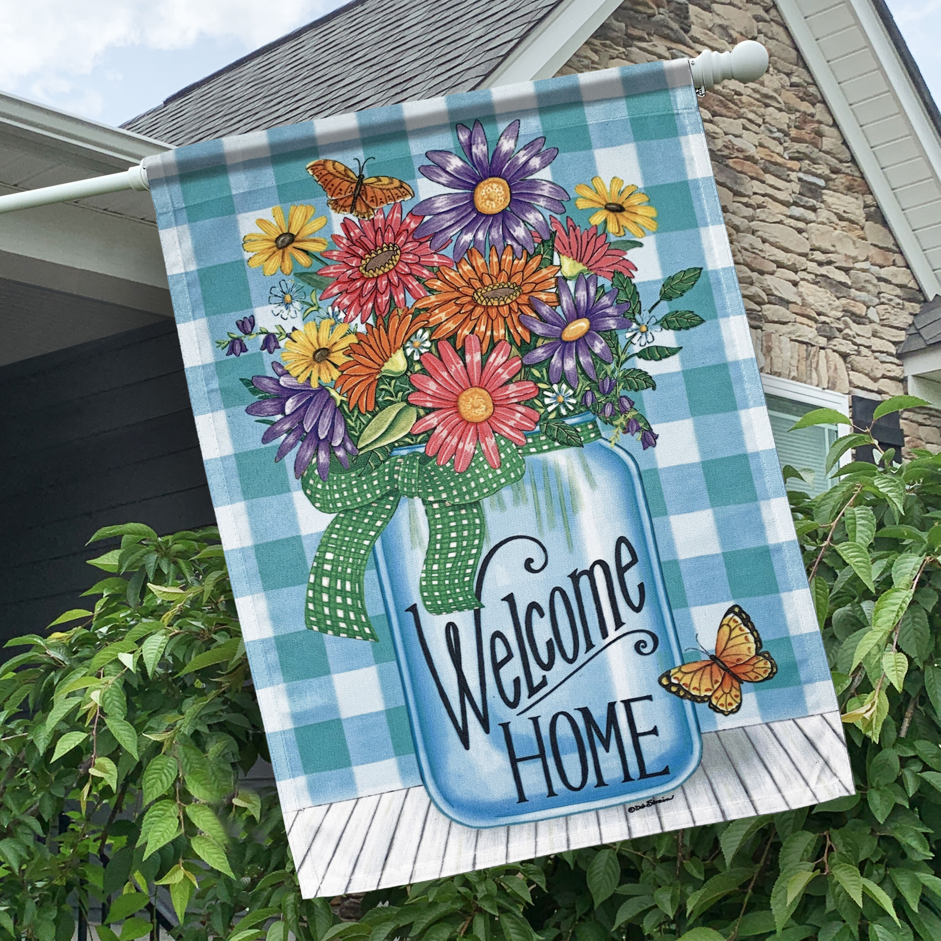 Rain or Shine 2.33-ft W x 3.33-ft H Floral House Flag at Lowes.com