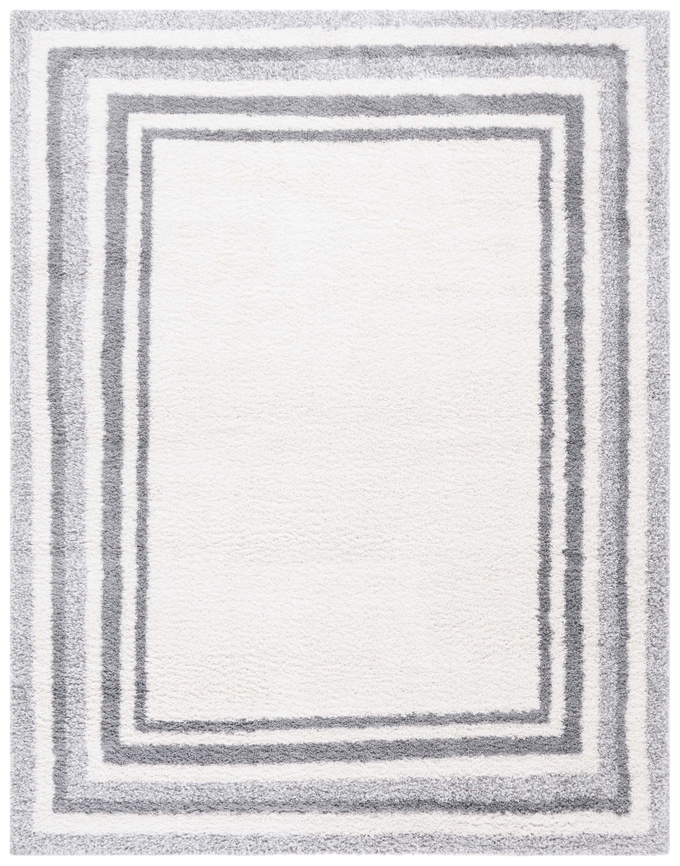 Safavieh BSP251F-8 8 x 10 (ft) Loomed Polyester/Polypropylene Ivory/Gray Rectangular Indoor Border Mid-Century Modern Area rug