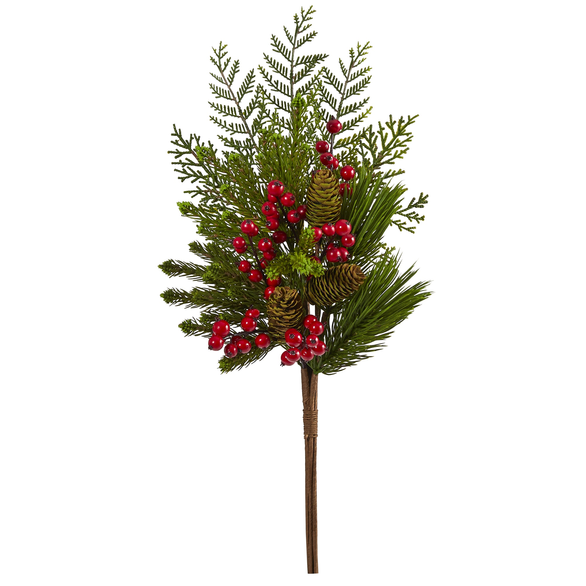 Nearly Natural 6287-S3 3 -Pack Green Pinecone Spray Christmas Tree Pick