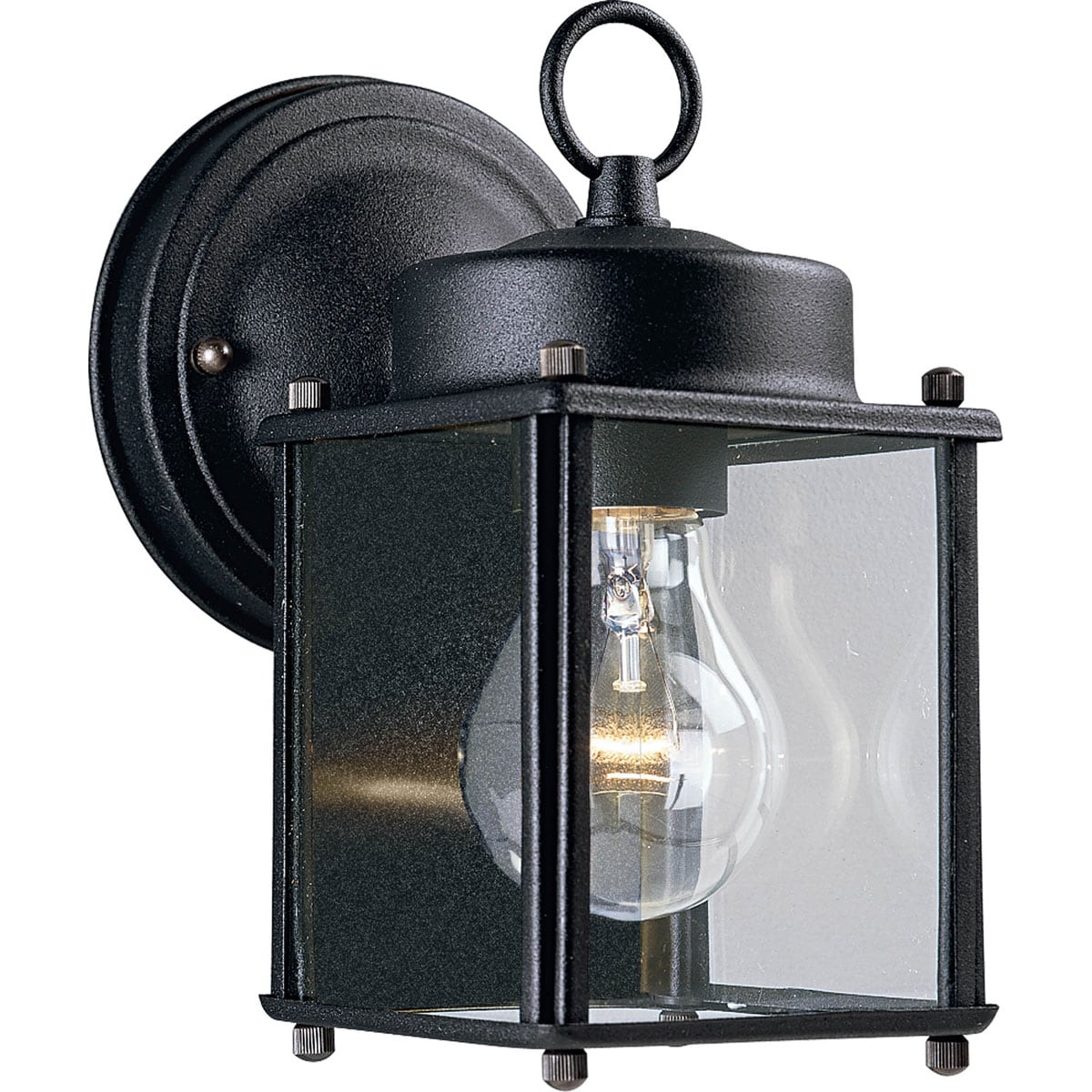 Progress Lighting P5607-31 Flat Glass Lantern 1 -Light 8.62-in H Black Hardwired Outdoor Wall Light