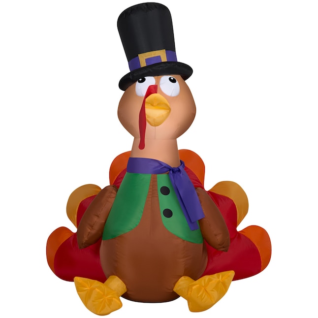 Haunted Living 3.5-ft Lighted Turkey Inflatable in the Outdoor Fall ...