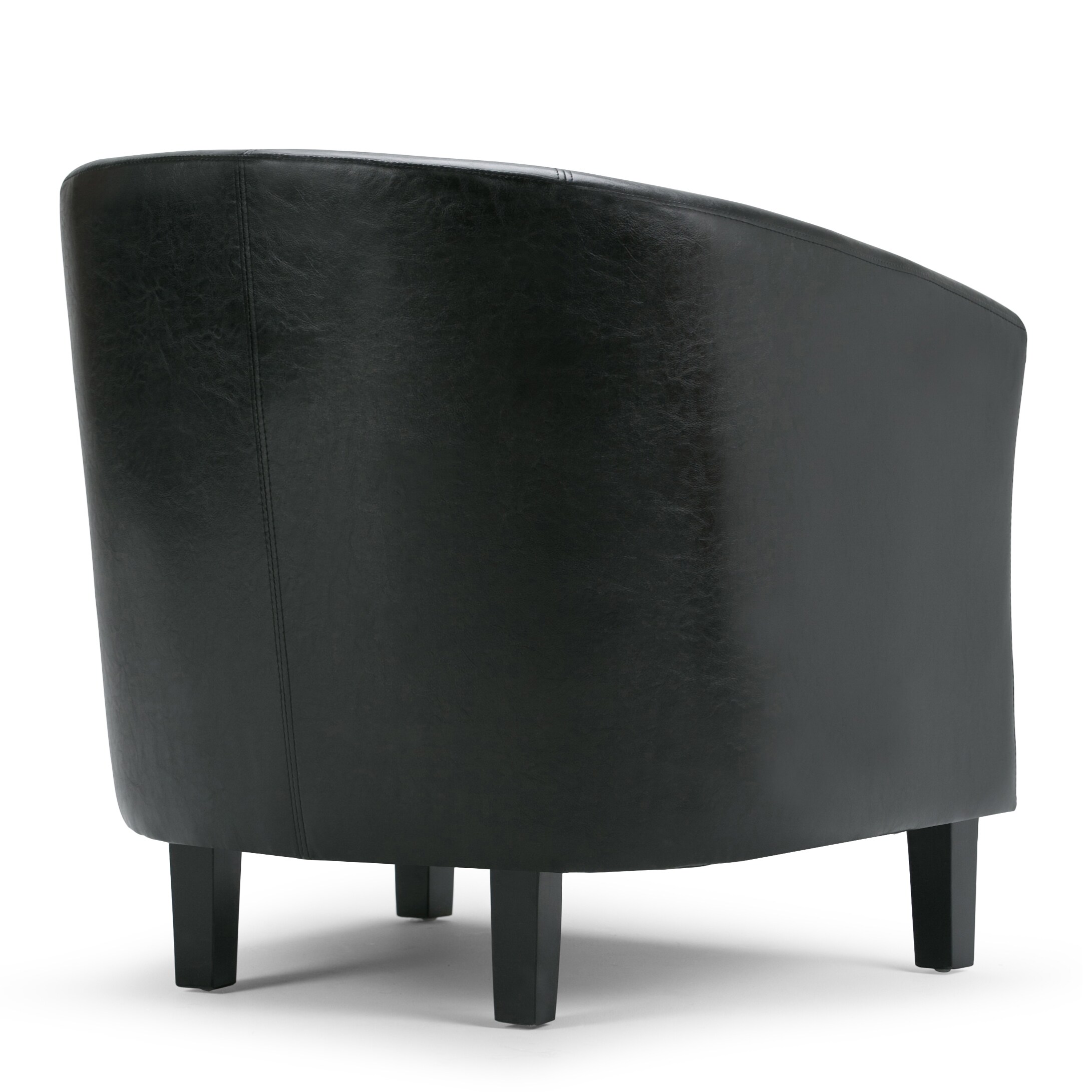 Austin Contemporary Barrel Armchair in Deluxe Black Faux Leather