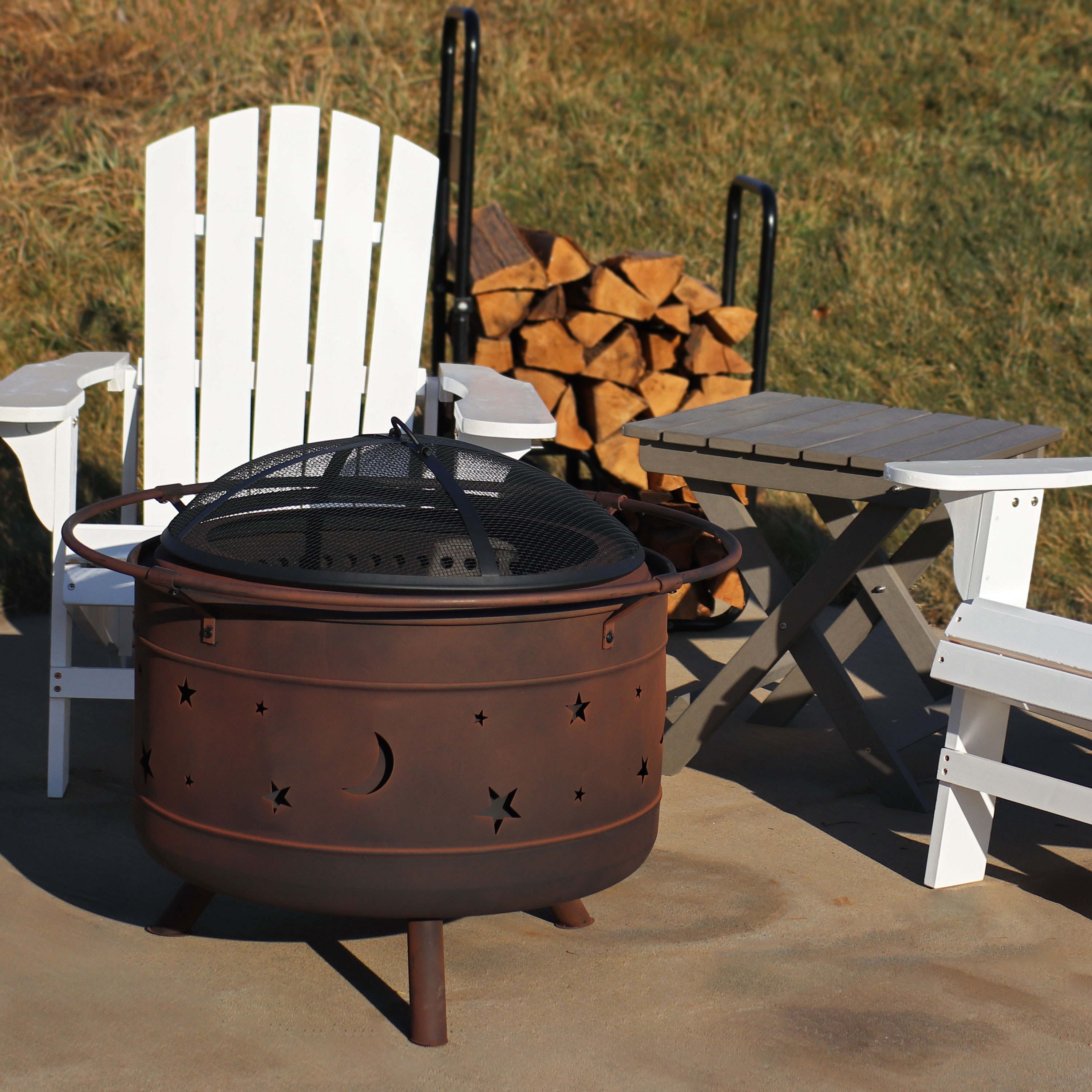 Sunnydaze Decor NB-984-991 30-in W Bronze Steel Wood-Burning Fire Pit