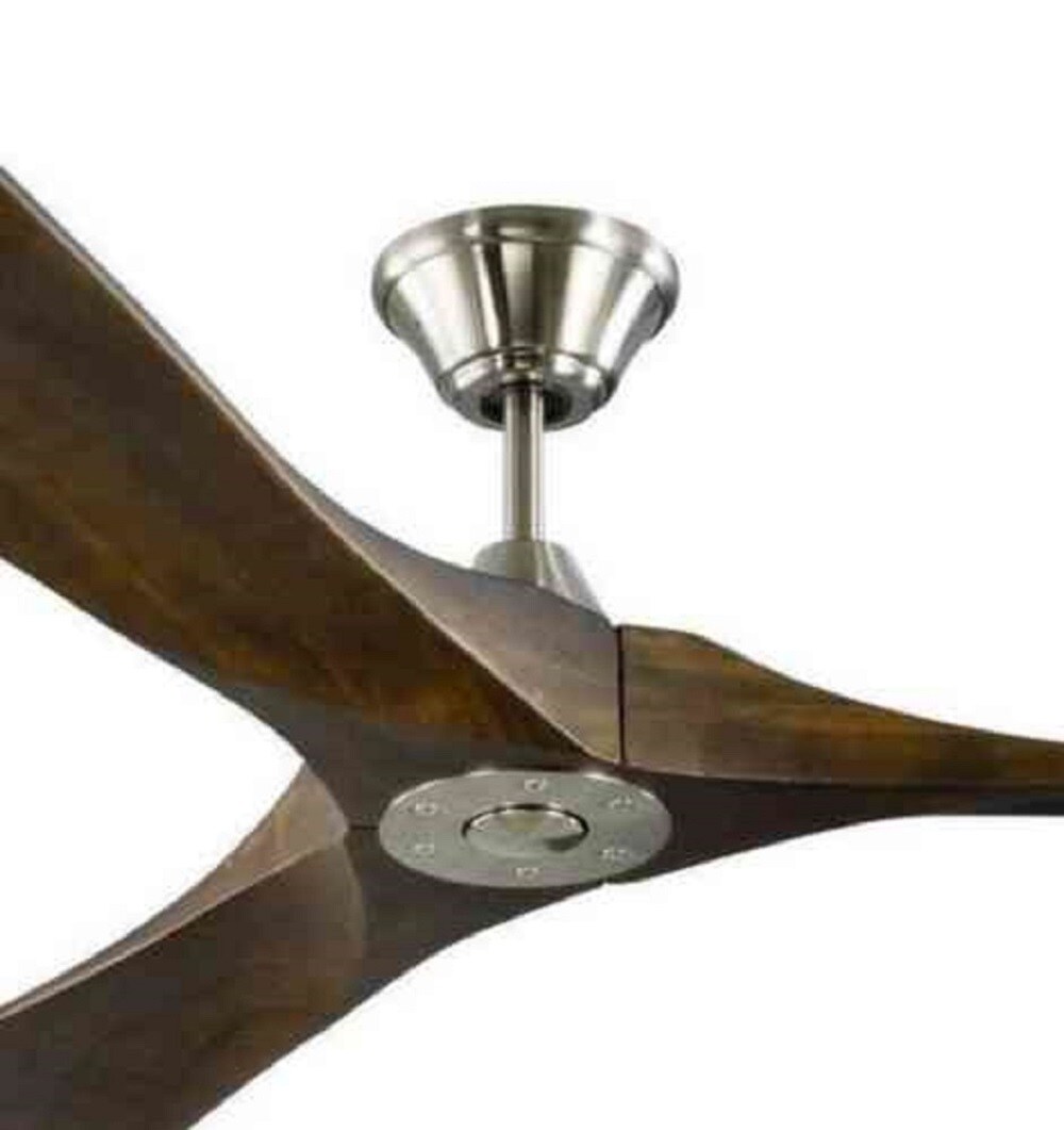 88-Inch Brushed Steel Ceiling Fan with Dark Walnut Blades and Remote