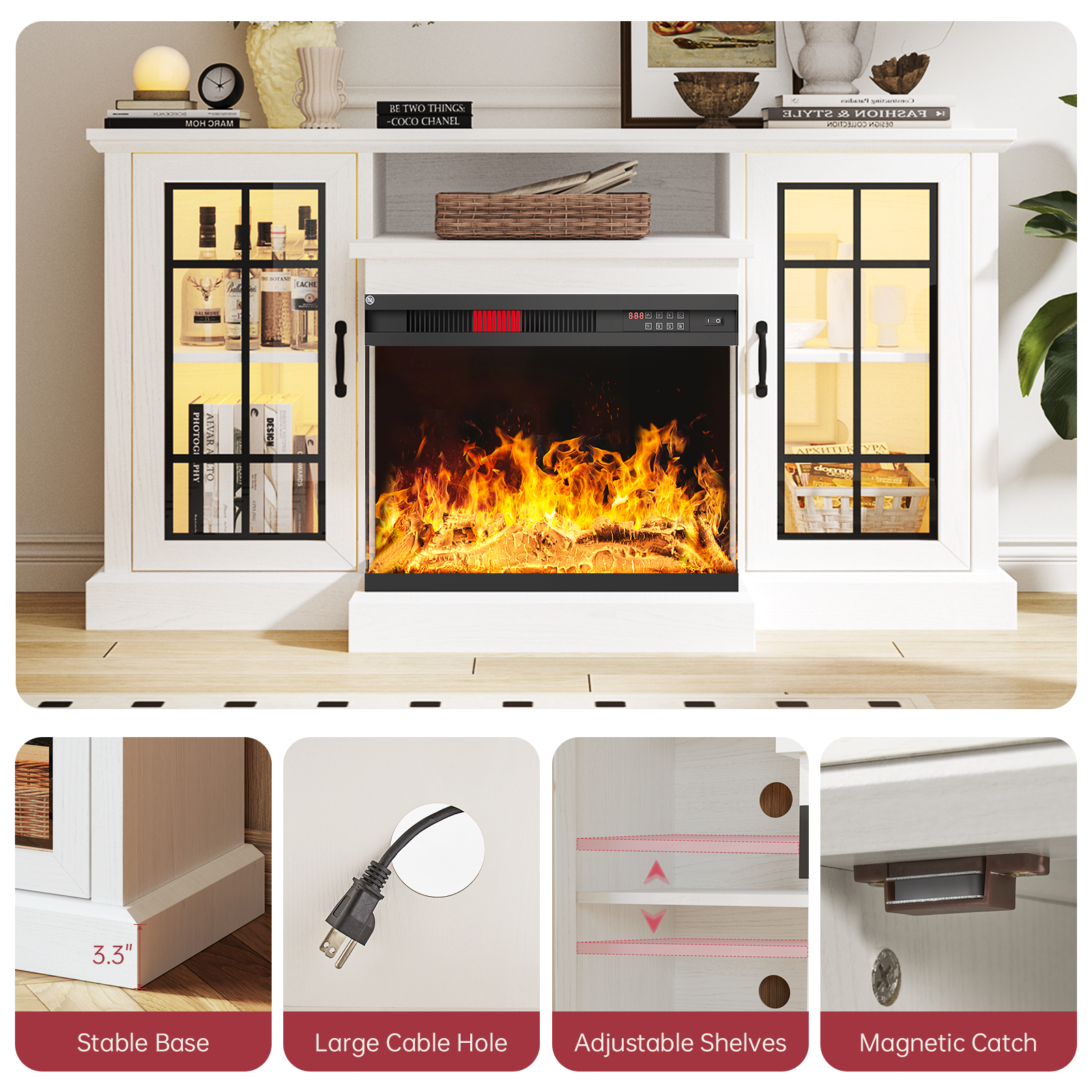 AOXUN H21022WH+H20022 Electric-Fireplaces - View #3