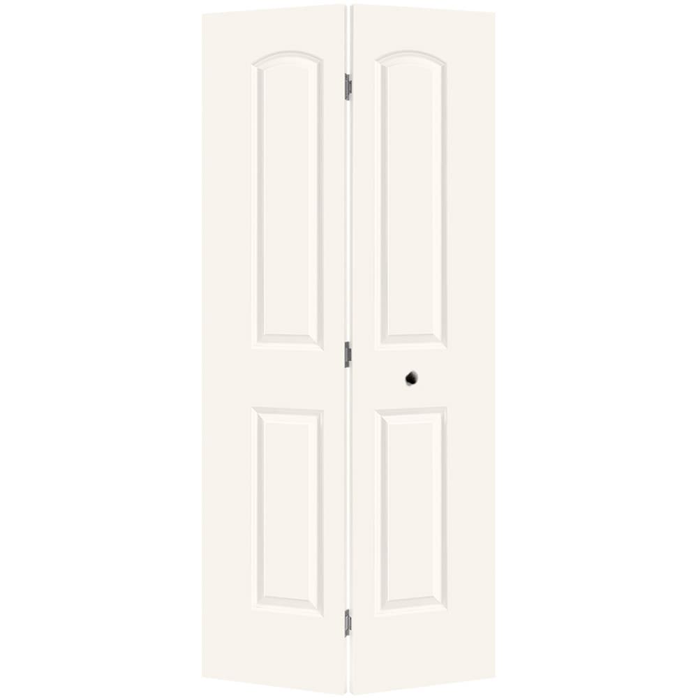 Masonite 1317519 Roman 36-in x 80-in White 2-panel round top Smooth Hollow core Prefinished Molded composite Closet Bifold Door
