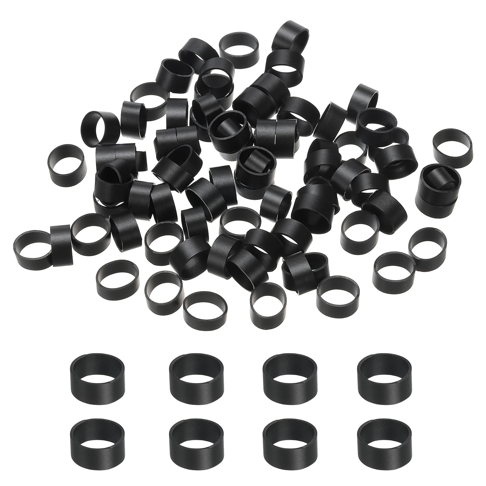 PATIKIL Silicone Rubber Bands Cable Ties 0.4in 200pcs Flat Rubber Elastic Band for Office Supplies Home Cord Wrapping Black
