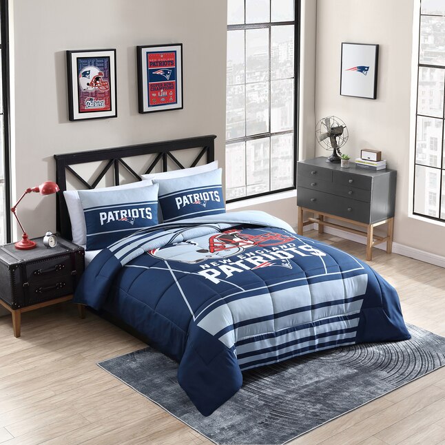 Cathay Sports New England Patriots 3-Piece Blue/Silver Full/Queen Comforter  Set in the Bedding Sets department at Lowes.com