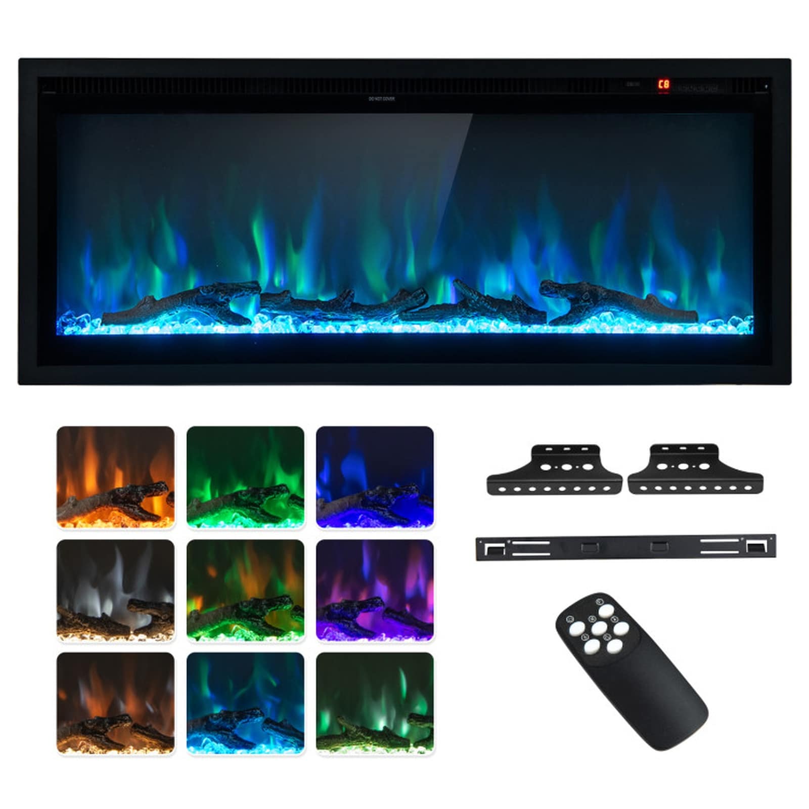 SUGIFT 42-in Recessed Electric Fireplace with Remote Control 9 Flame Colors 5 Brightness Levels 5000-BTU Heating ETL Certified Wall-Mounted Freestanding #LW108SUGHY2793