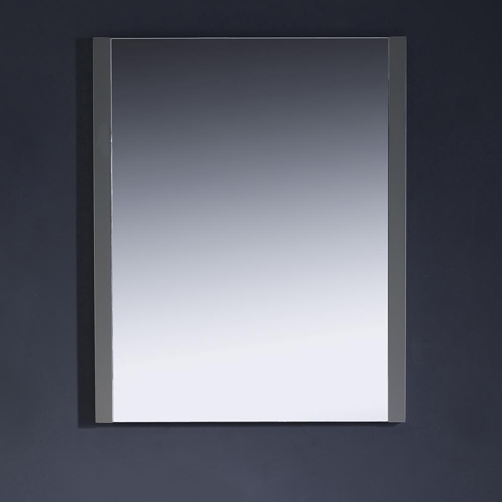 Sleek 25.5" x 31.5" Modern Gray Wood Frameless Bathroom Vanity Mirror