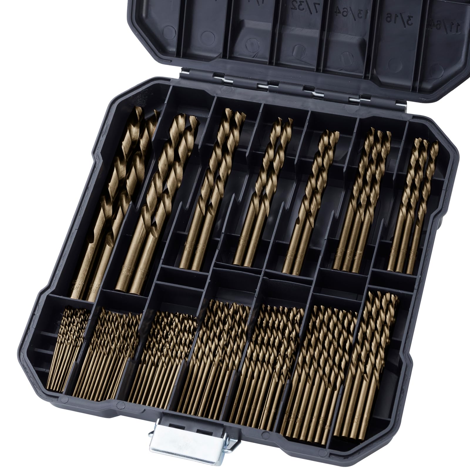 Etokfoks  99 Piece Cobalt M35 Drill Bit Set for Hardened Metal Stainless Steel High Speed Steel Twist Jobber Bits 1/16 to 3/8 Inch with Case