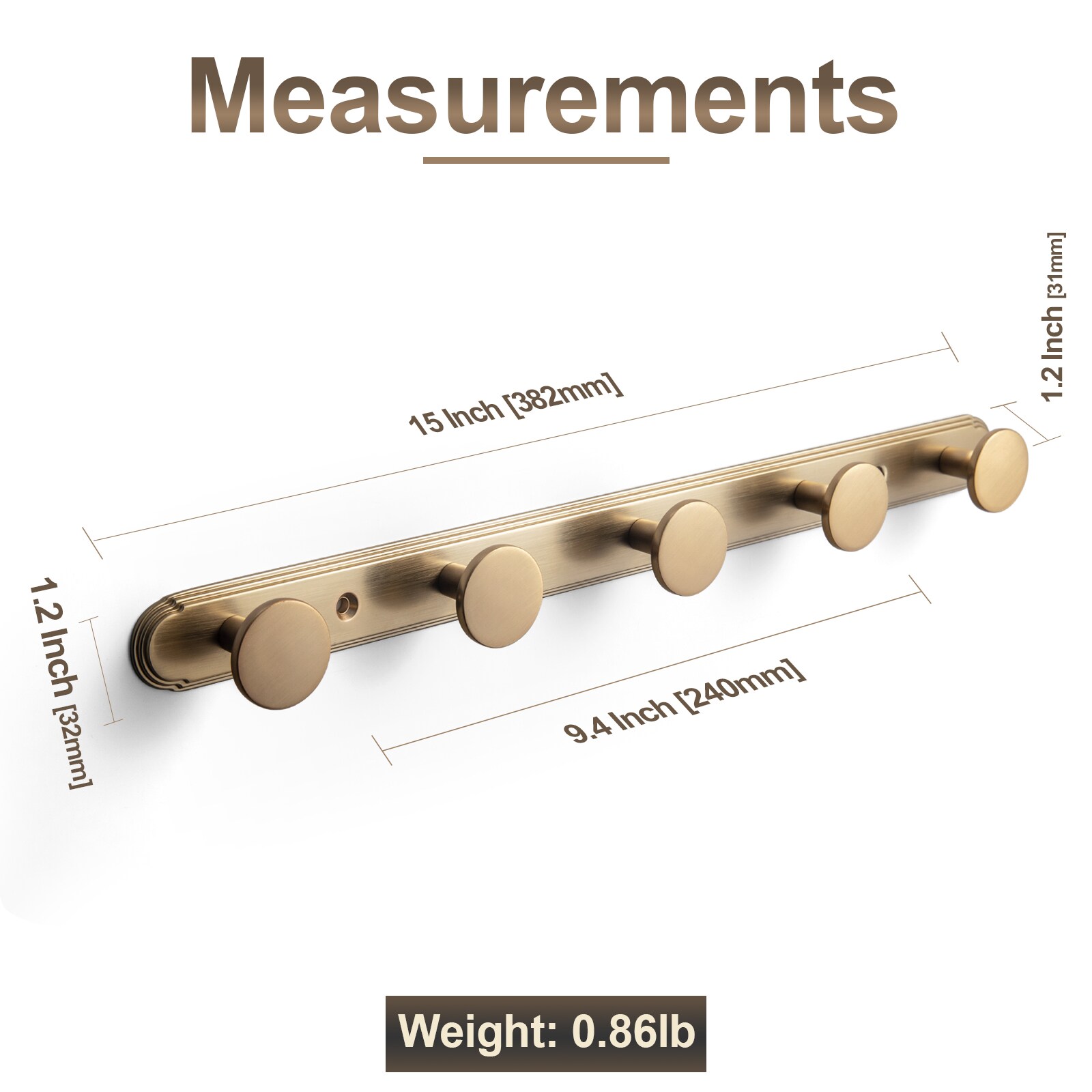 Miaokesen 6739UBR-H014-5-L Decorative-Wall-Hooks - View #3