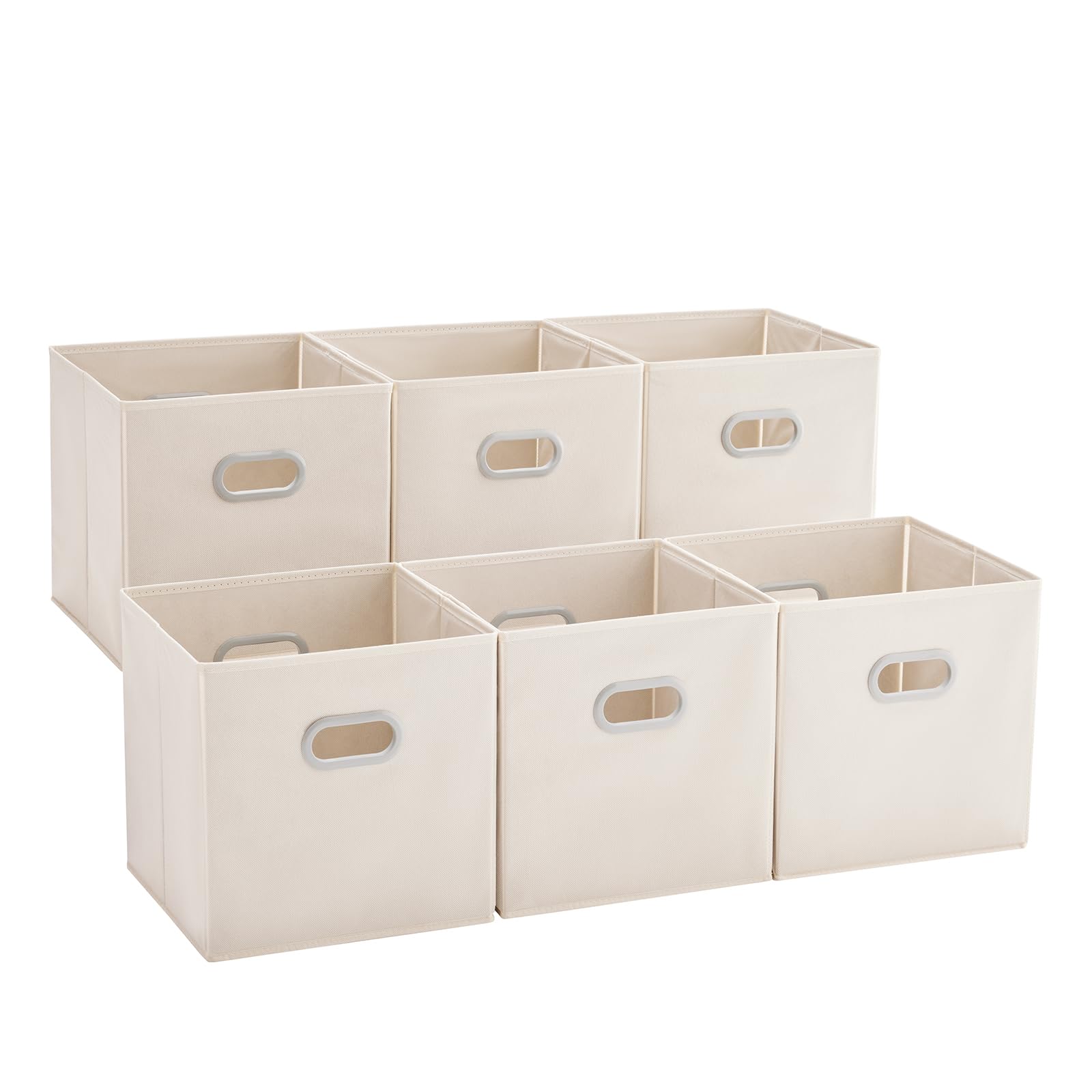 Adrinfly  6 Pack Foldable Fabric Storage Bins with Handles Ideal for Closet Organization Bedroom and Nursery Beige 12 x12 x12