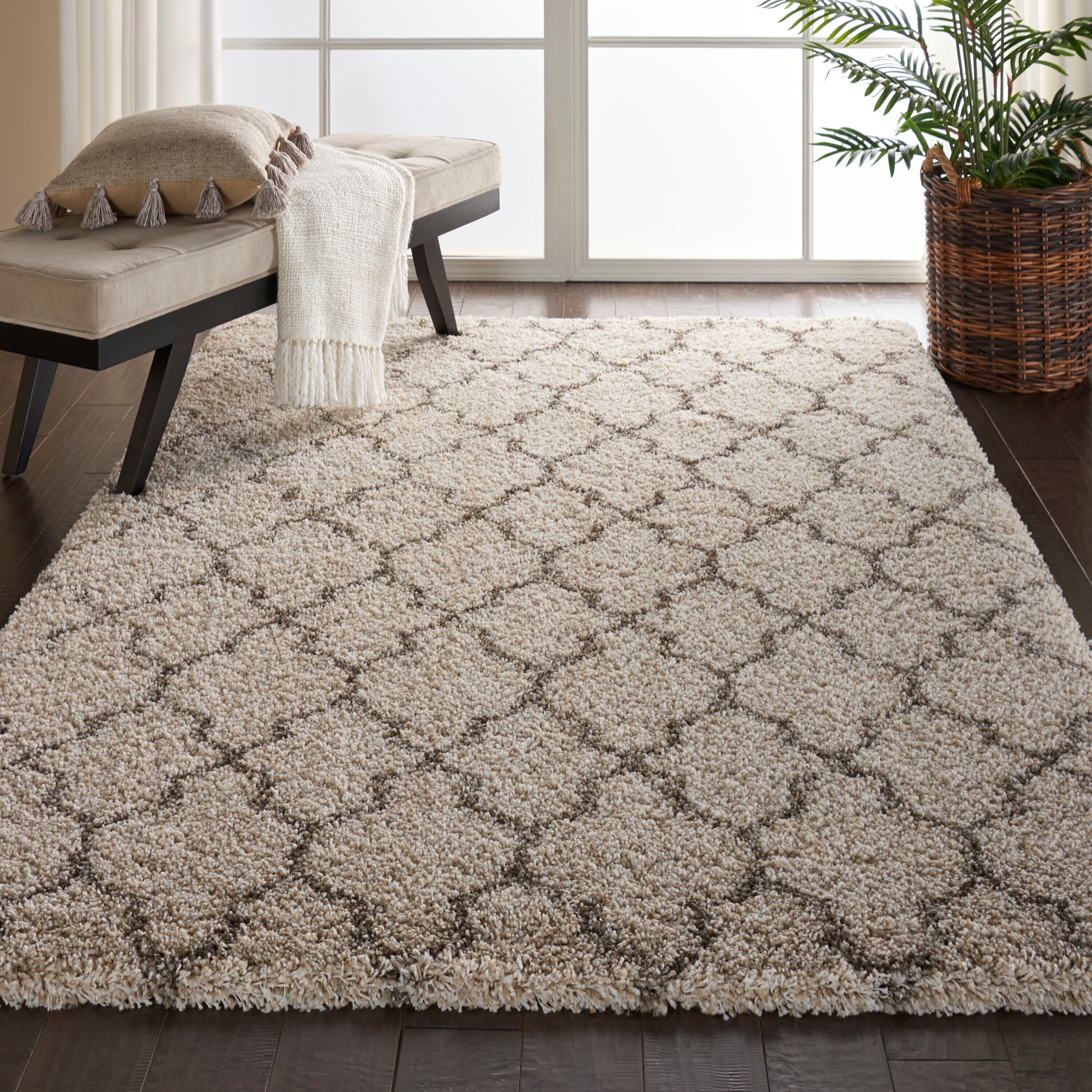 Nourison 15129 Amore 4 x 6 (ft) Polypropylene Cream Rectangular Indoor Abstract Area rug