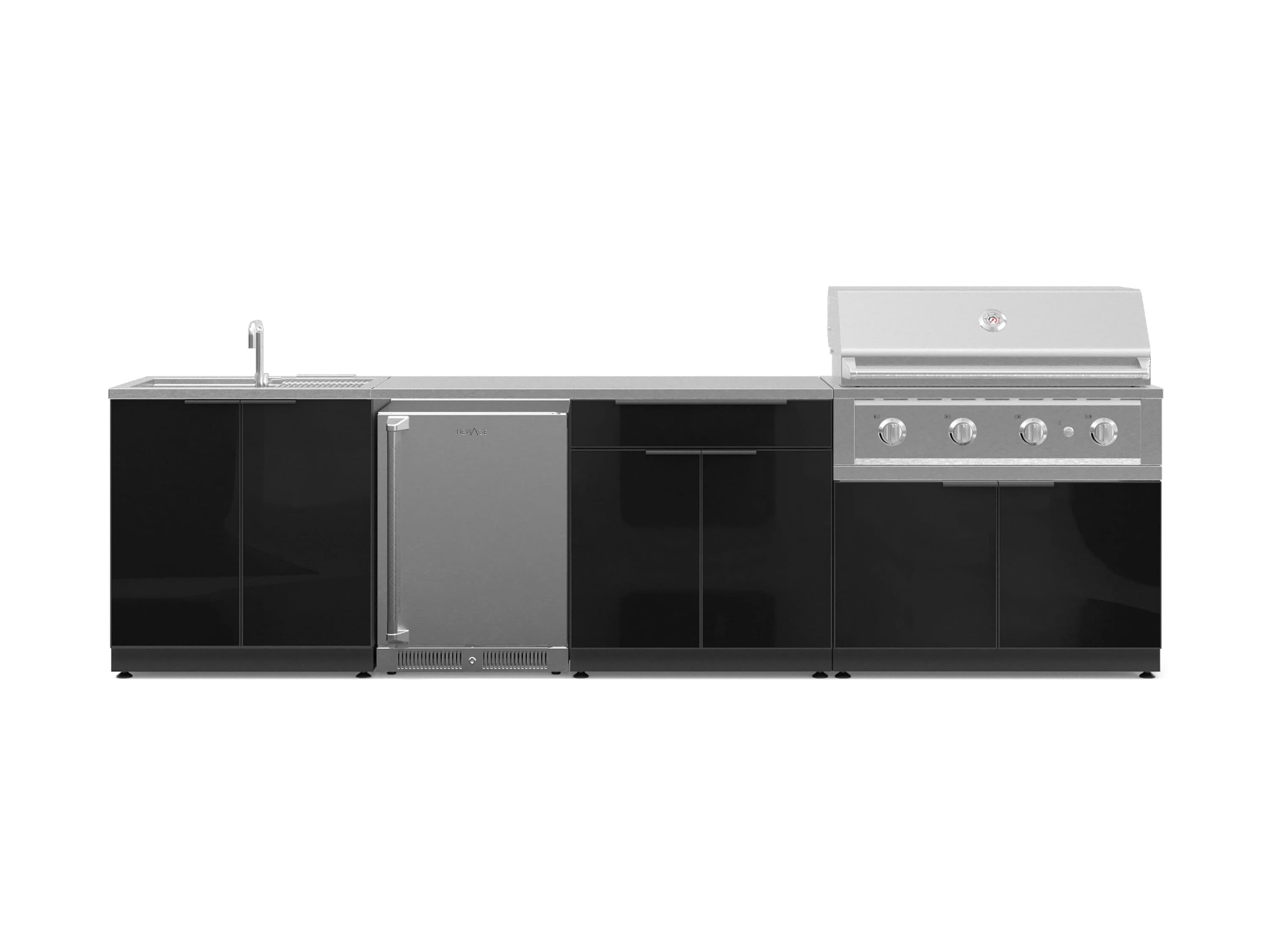 NewAge Products 71478 Classic Aluminum Cabinets Performance Gas Grill 6 -Piece 128-in W x 24-in D x 48.5-in H Modular Outdoor Kitchen Set 4 Burners