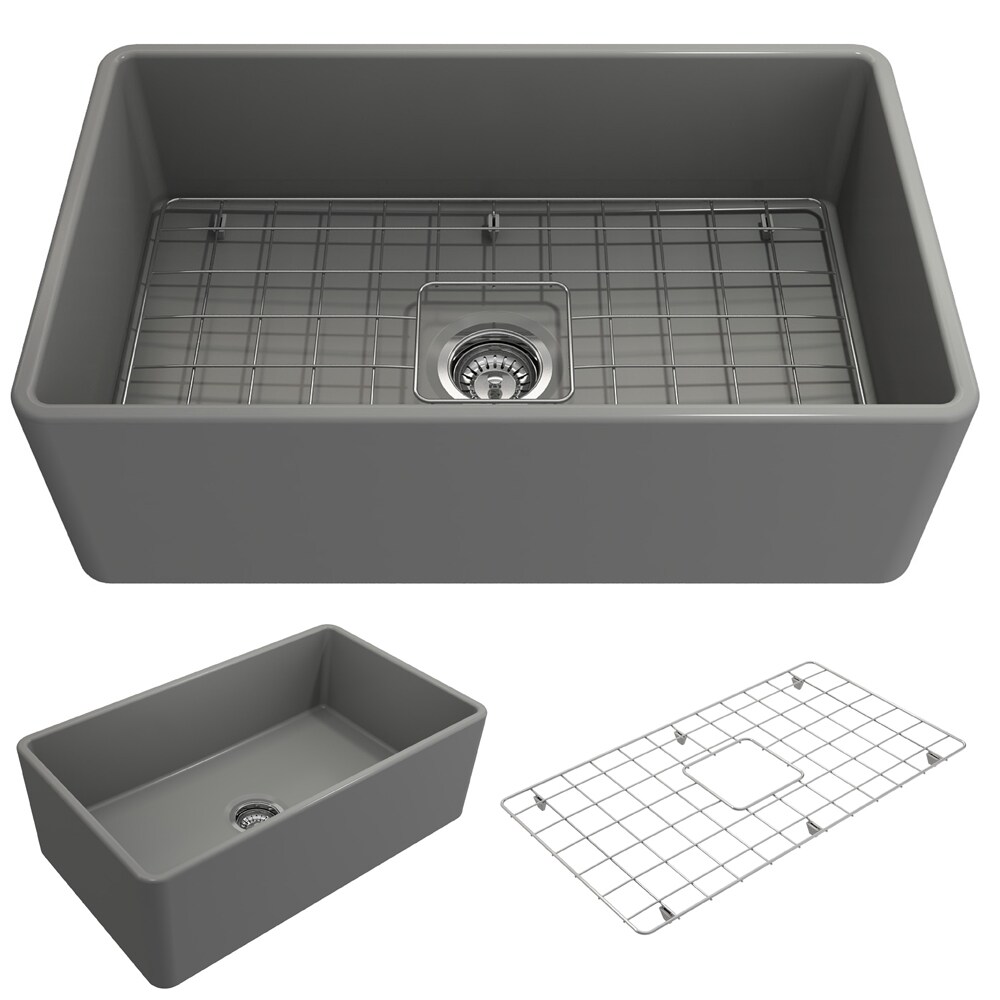 BOCCHI 1138-006-0120 Classico Farmhouse apron front 30-Inches x 18-Inches Fireclay Single bowl Kitchen Sink