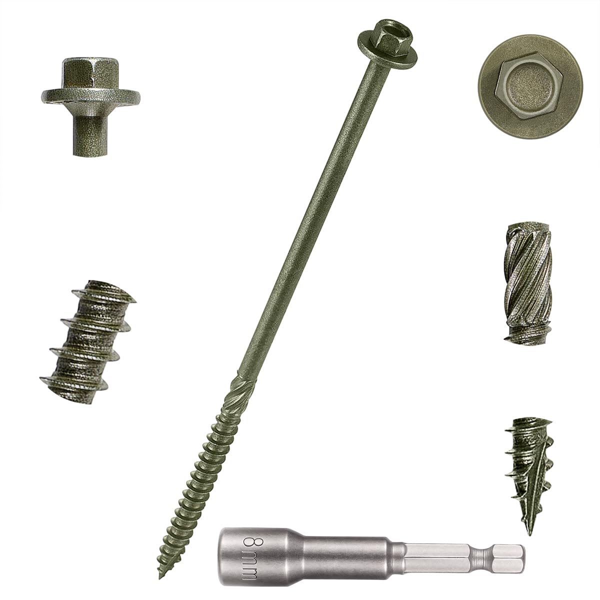 AKSCYZM  50 PCS 14 by 6 Heavy Duty Timber Screws Exterior Lag Structural Wood Screws for Landscaping Construction Beams Pole Barns Rust Resistant