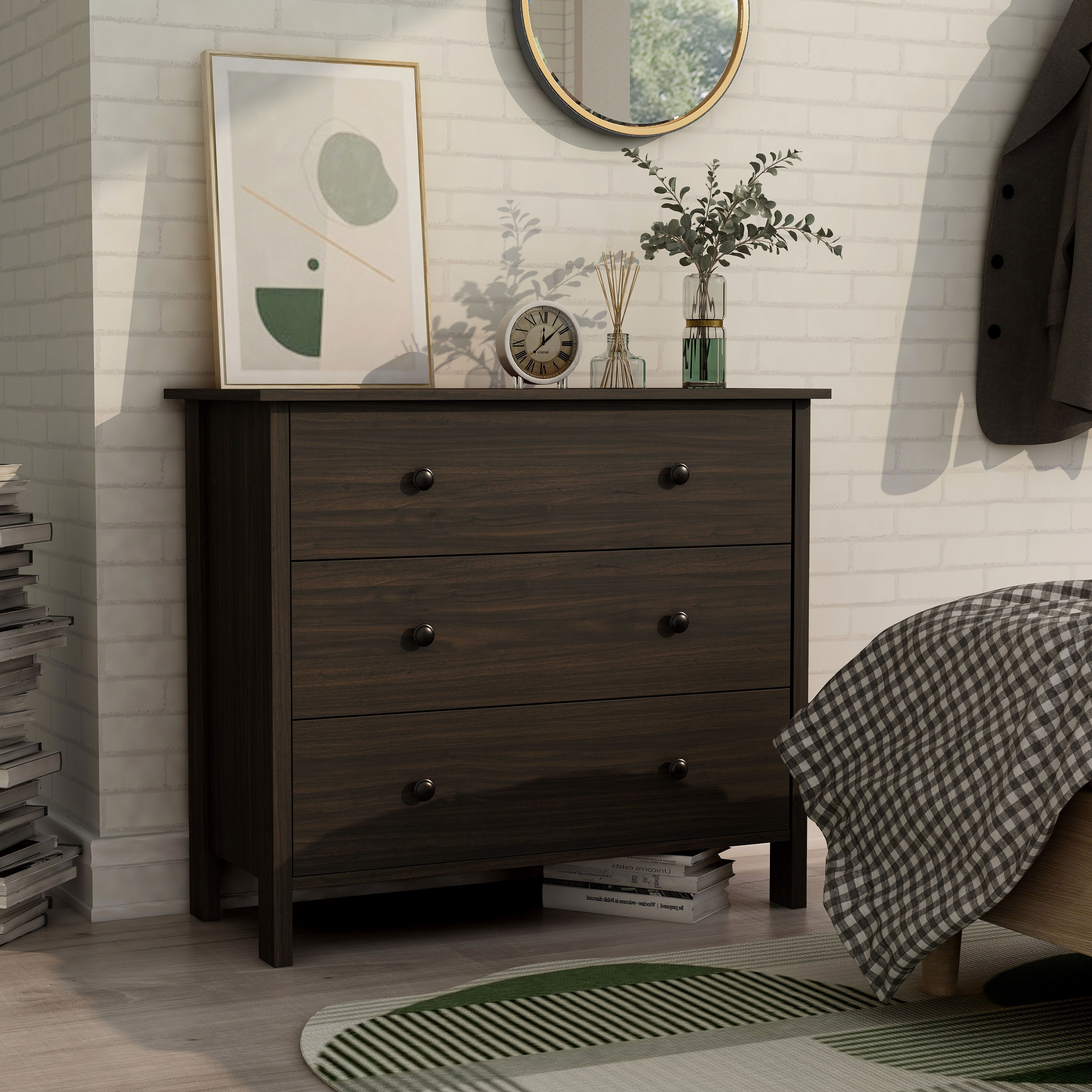 Furniture of America YNJ-19603C24-S Krinddy Brown 3 -Drawer Standard chest
