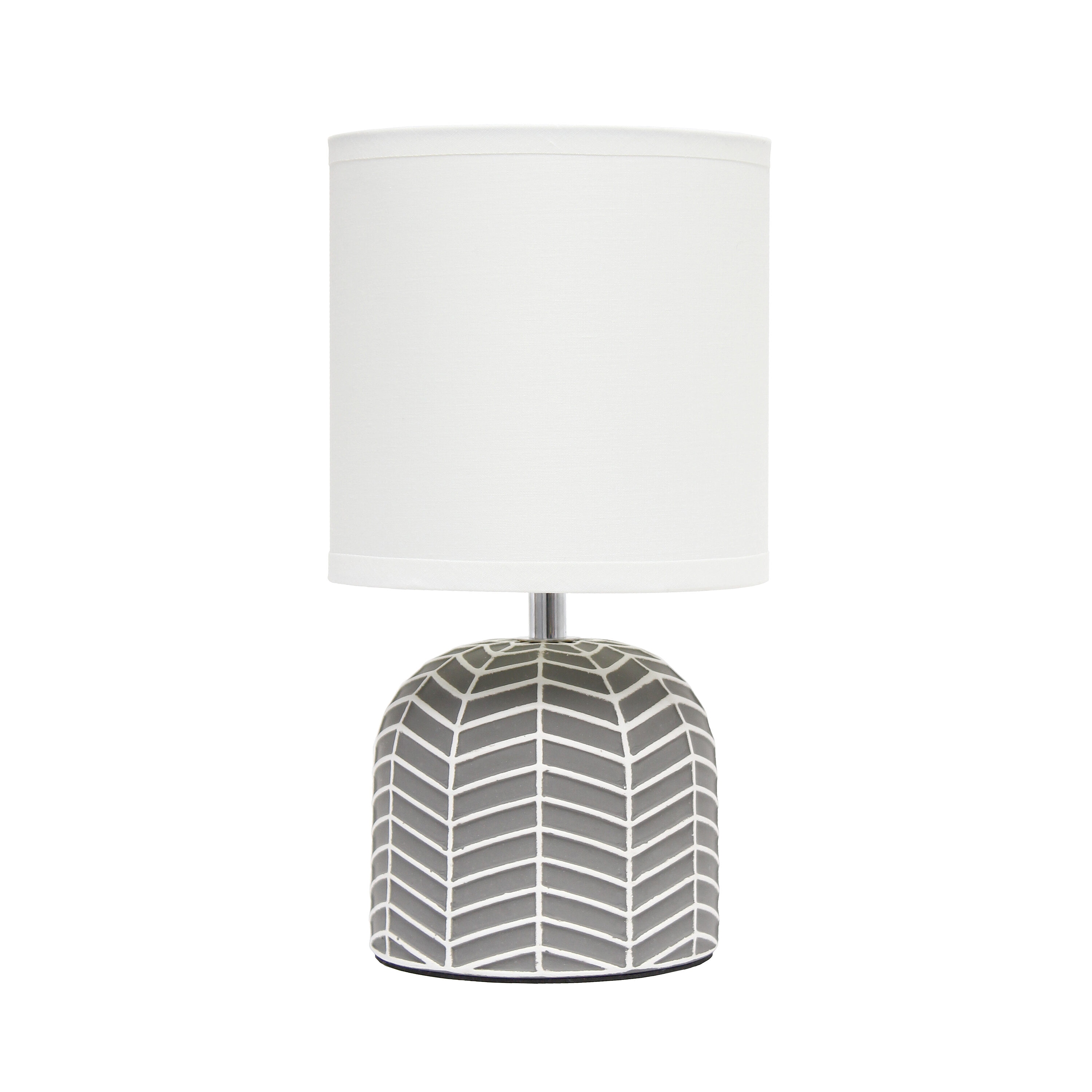 Simple Designs LT1137-GRY 10.43-Inches Gray LED Incandescent Table Lamp with Fabric Shade