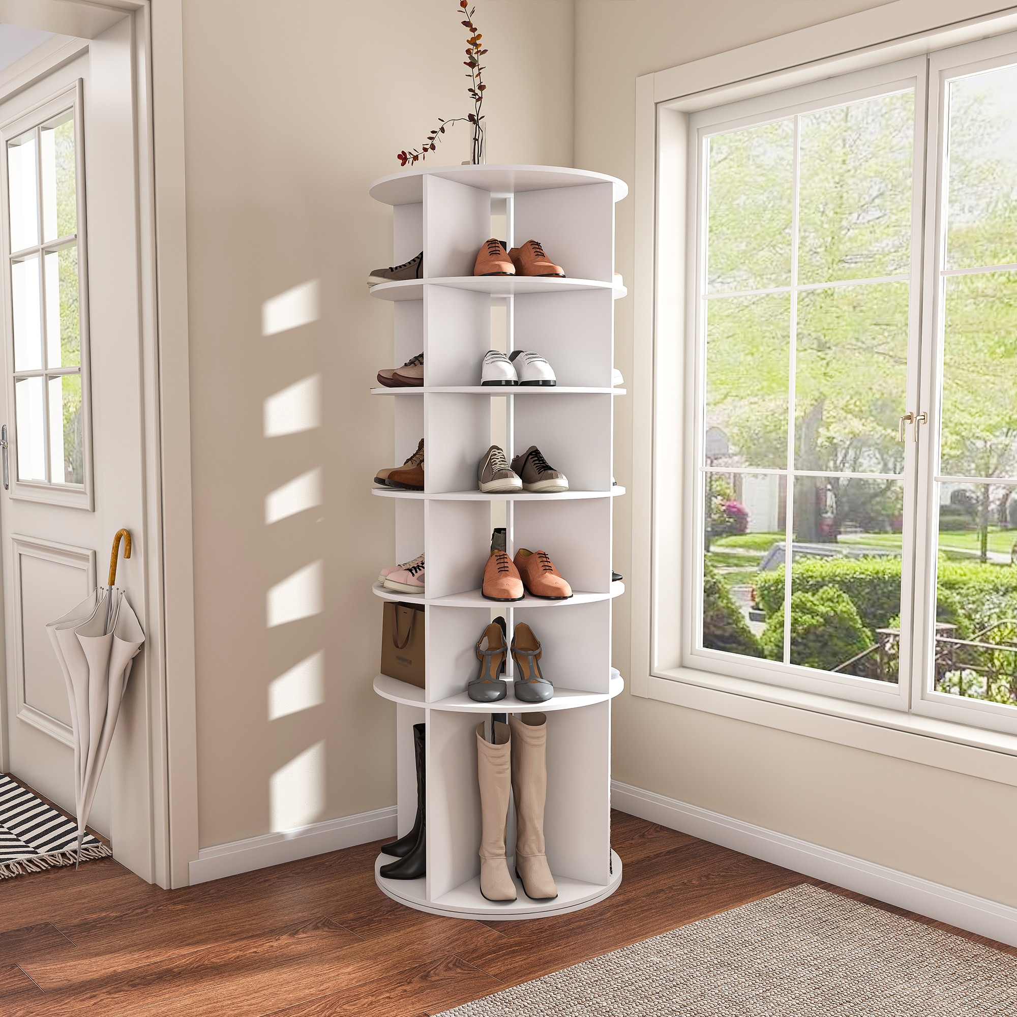 Tinyhomie 6 Tier Rotating Shoe Rack Tower 360 Degree Revolving Shoe ...