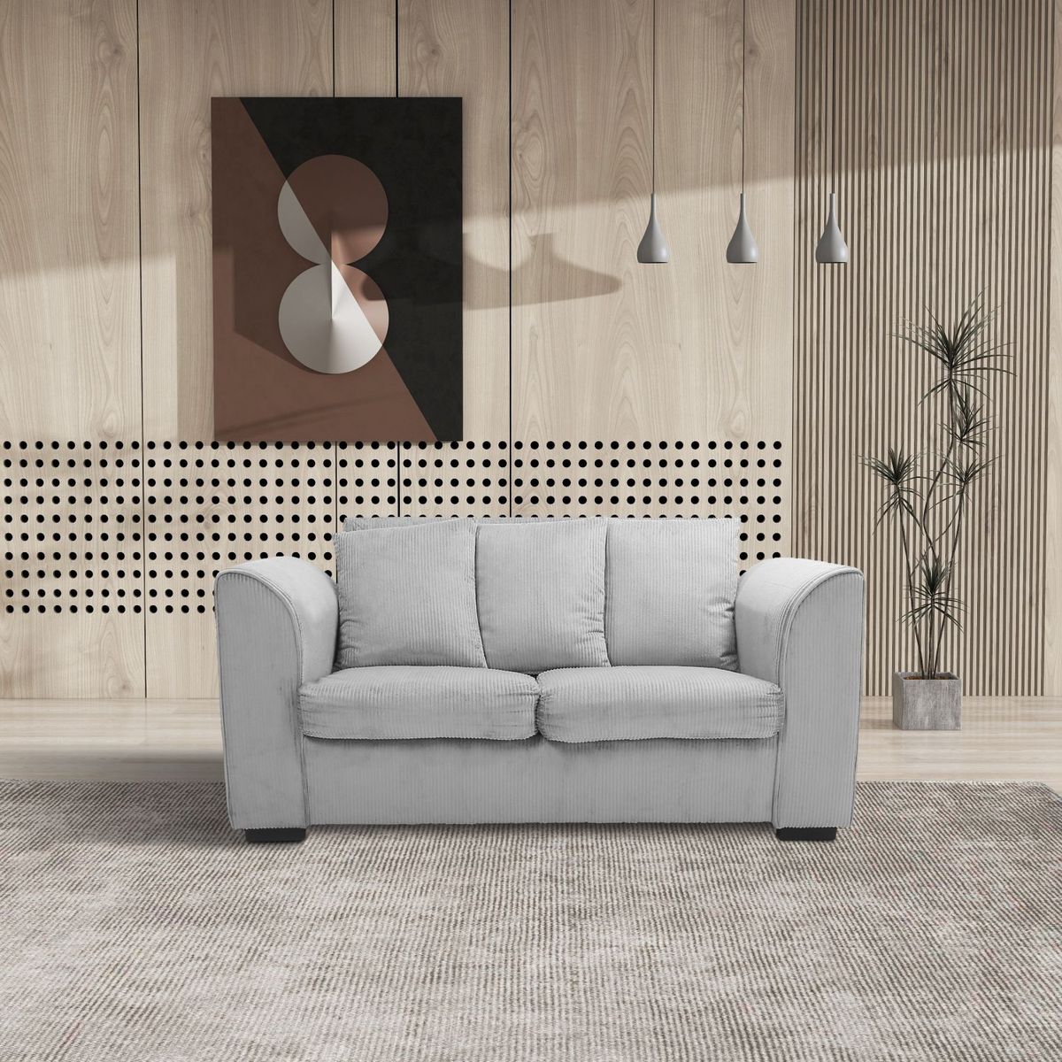 JASMODER W223S01517 33-in Modern Light Grey Polyester/Blend Sofa