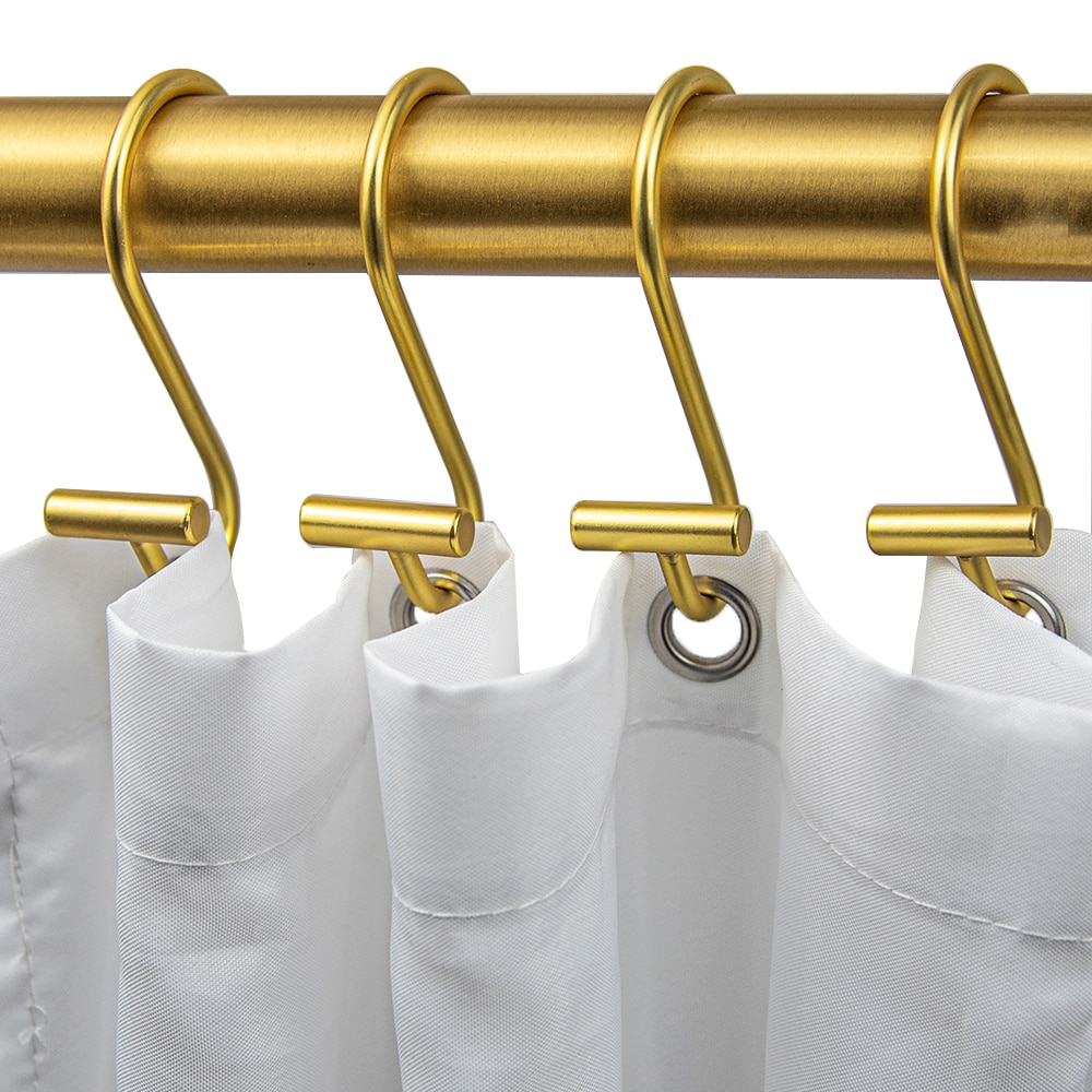 Gold Shower Curtain Hooks Rings,Set of 12 Decorative Shower Curtain Hooks,Metal  Rustproof Shower Rings for Bathroom 