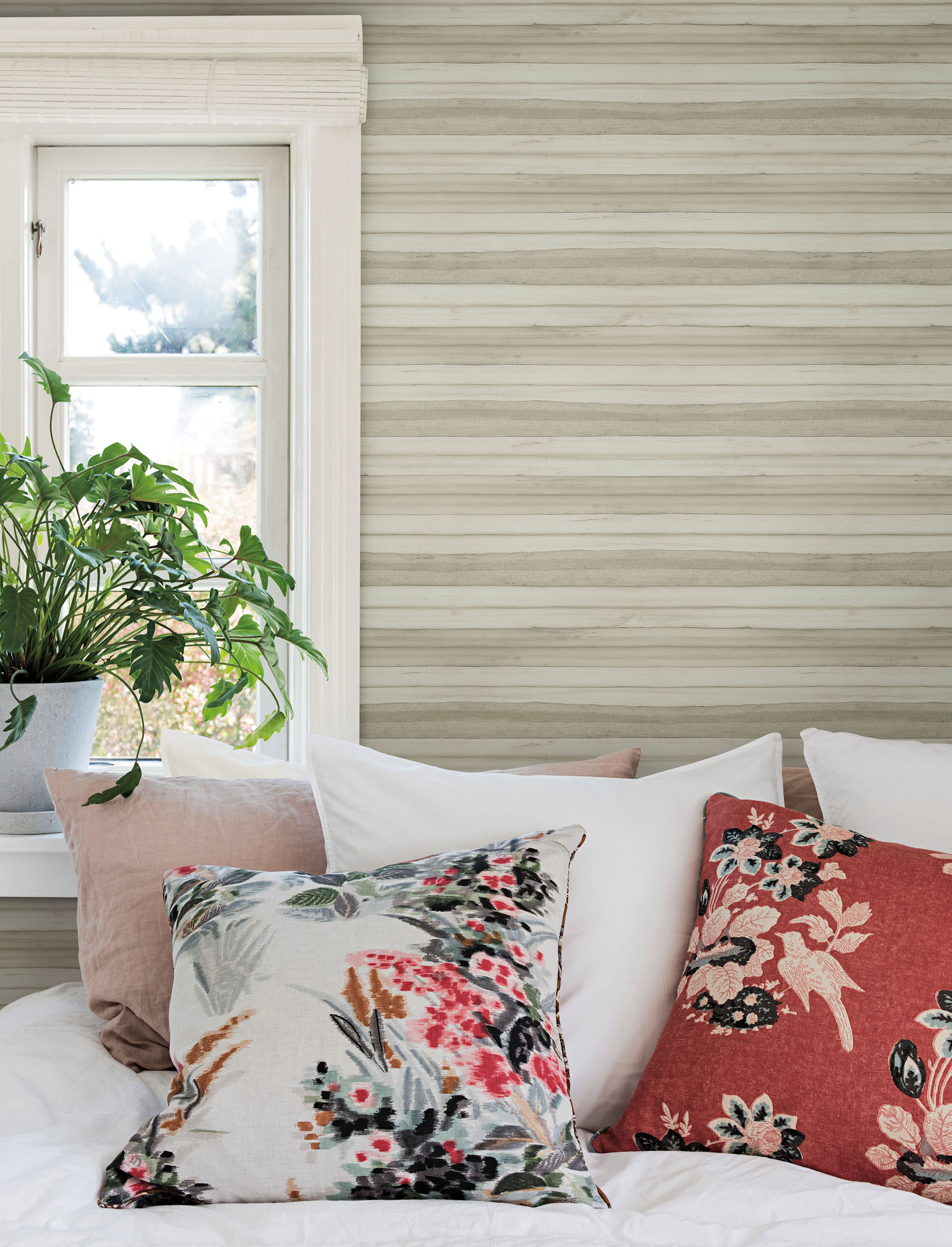 York Wallcoverings GO8263 Greenhouse 60.8-Sq. Feet Brown Non-woven Stripes Prepasted Water Activated Paste Wallpaper