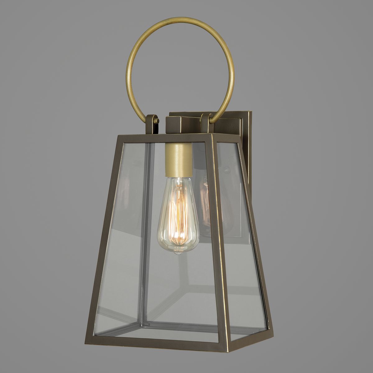 Antique Bronze Medium Wall Lantern with Clear Glass Shade