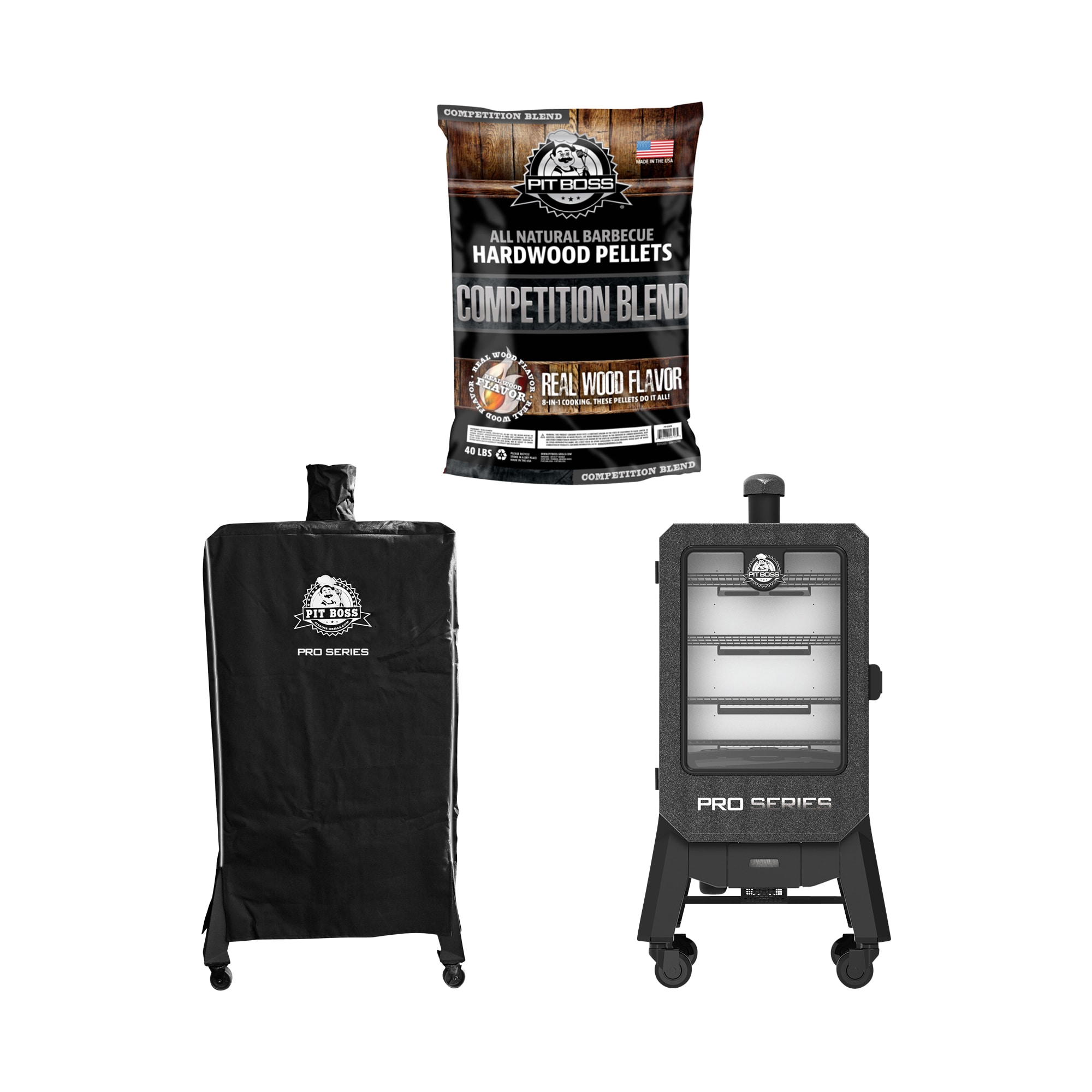 Shop Pit Boss Pro 4-Series Vertical Wood Pellet Smoker with Pit Boss Grill  Cover & Grilling Accessories at