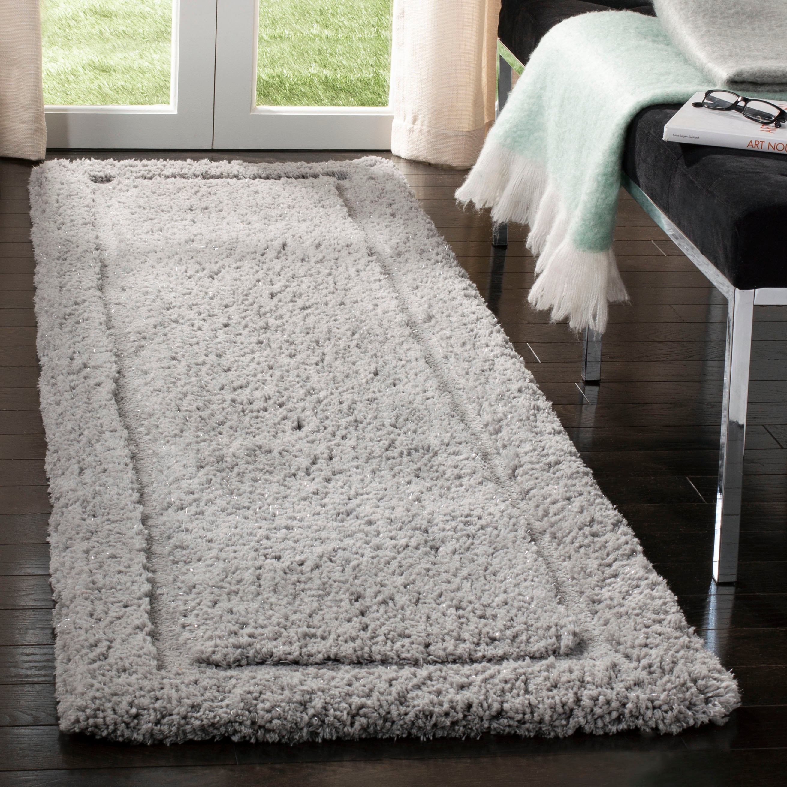 Safavieh GLS101F-28 Glamour Shag Vonetta 2 x 8 (ft) Tufted Polyester Gray Rectangular Indoor Solid Farmhouse/Cottage Runner rug