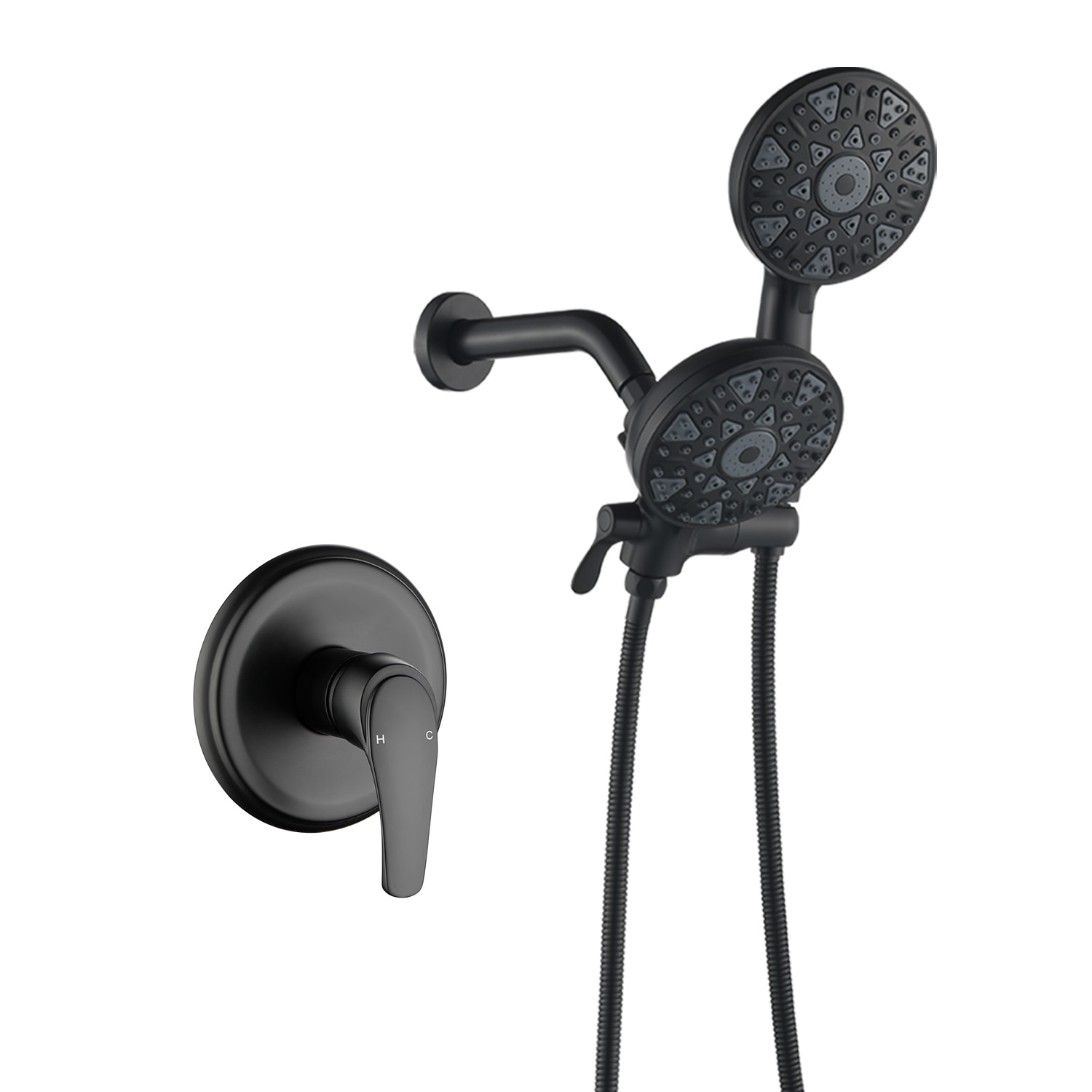 Vanityfus 6-funtion Shower System with 3-Spray Hanheld Shower Head Bathroom Shower Faucet Single Lever Handle-Matte Black
