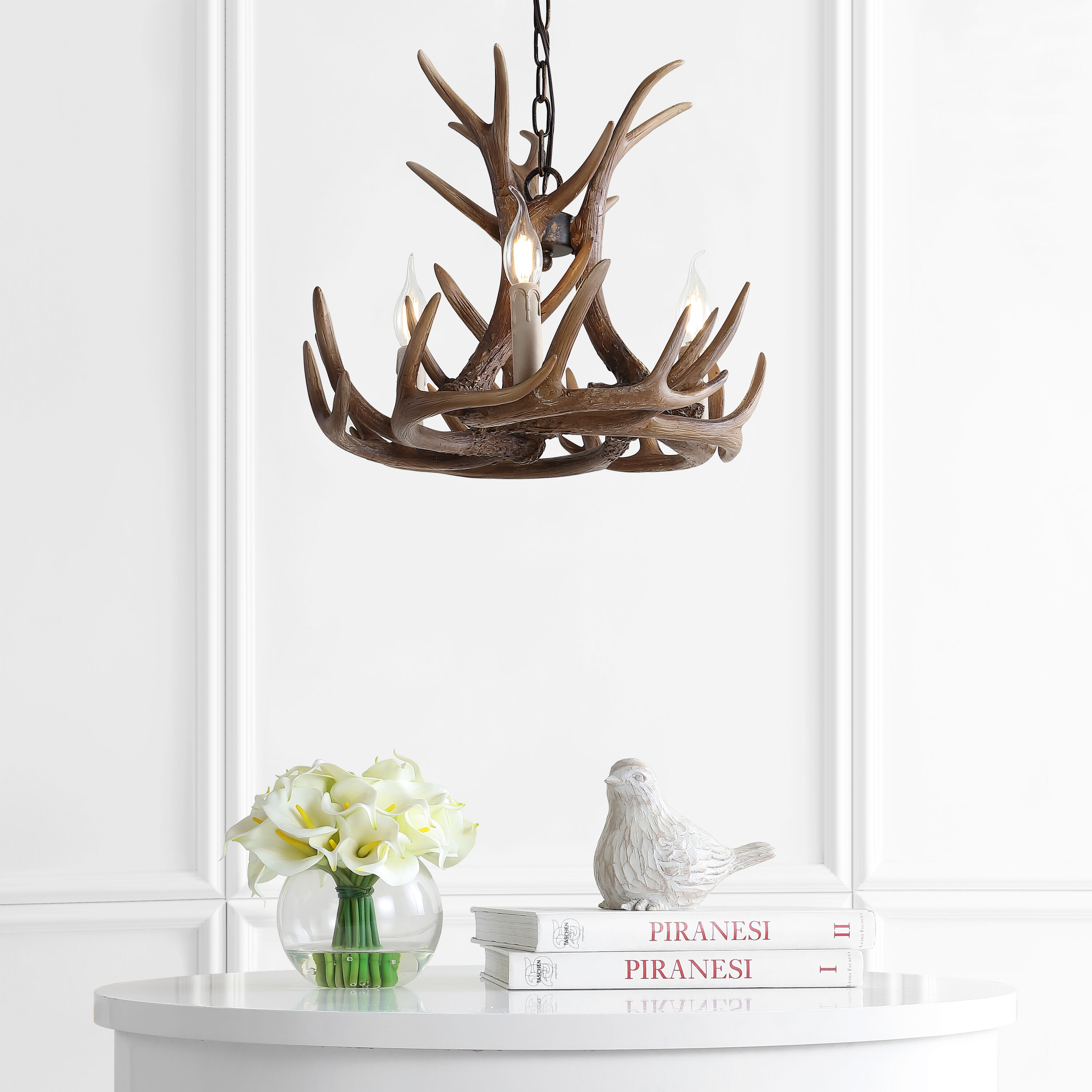 Eldora 18" Brown Resin Antler 3-Light Chandelier