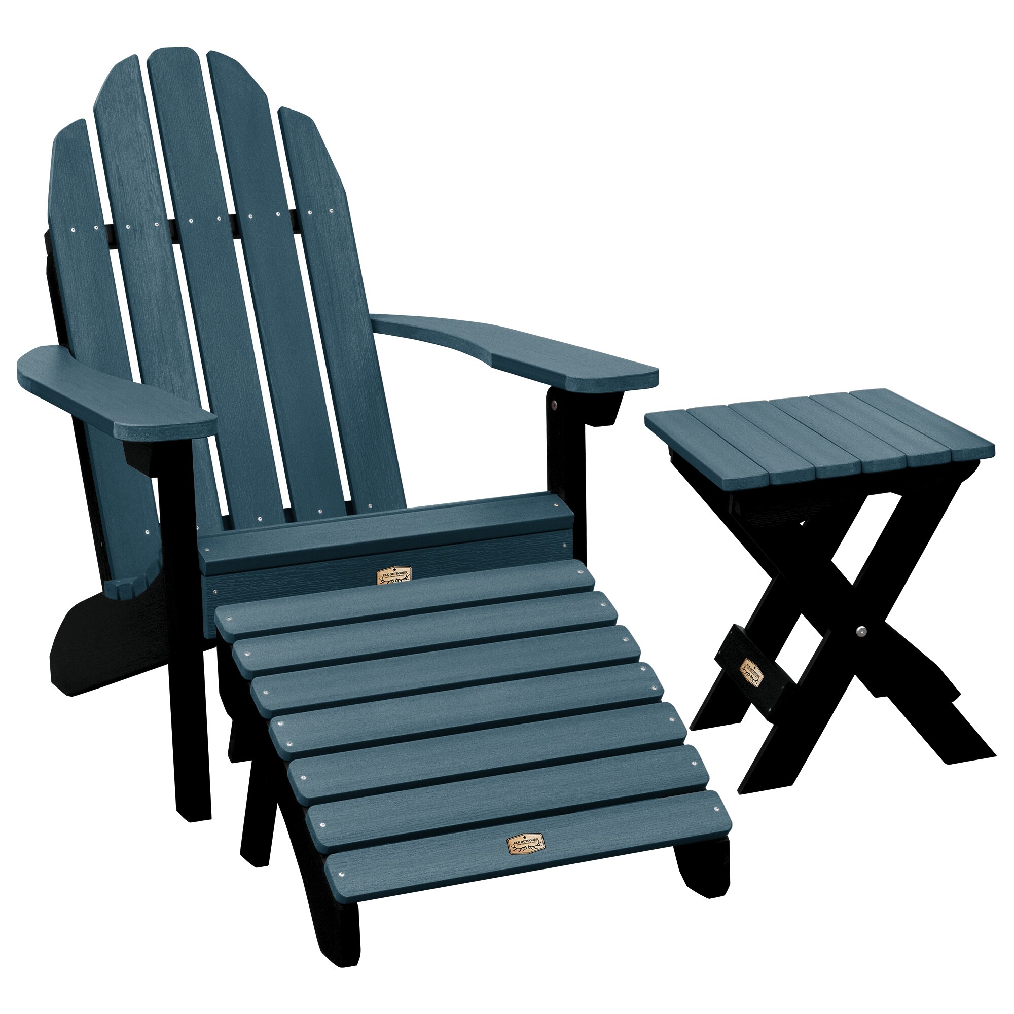 highwood EO-KITCLAS3-SHL The Mountain Bluff Shale Poly-lumber Frame Stationary Adirondack Chair with Slat Seat