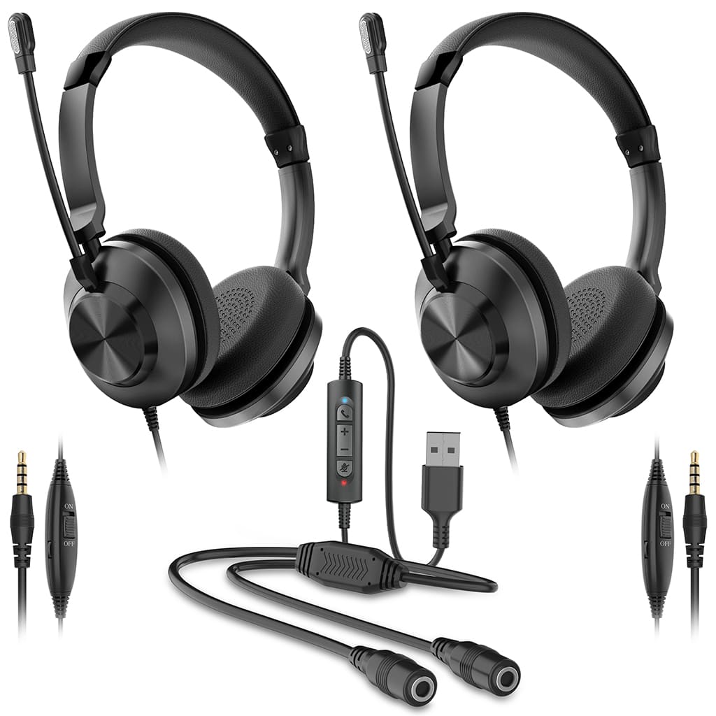 Delton  T32Y Training Headset with Master Adapter and Splitter for Supervising and Coaching Black