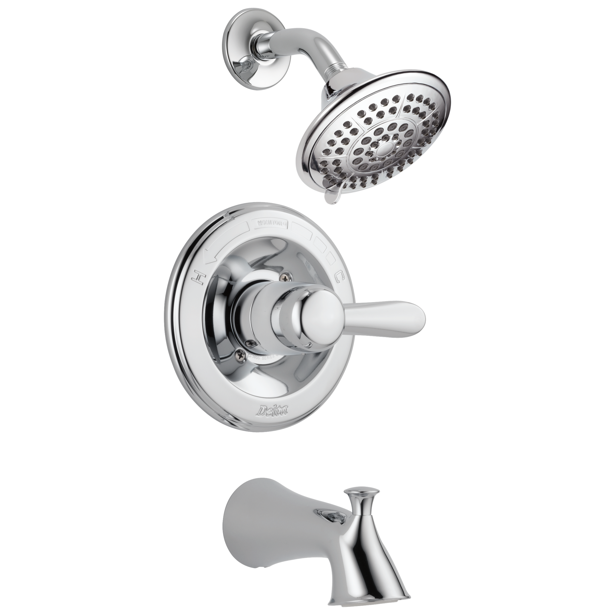 Delta T14438 Lahara Chrome 1-handle Multi-function 3.375-in Round Bathtub and shower Faucet