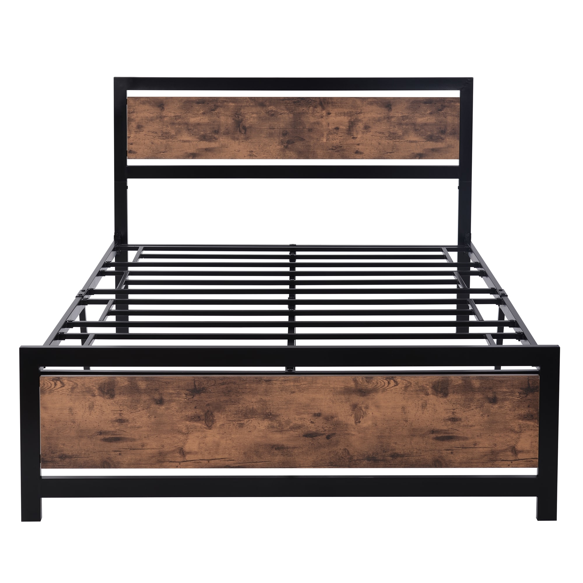 Sumyeg LY-WF199192AAB Platform Bed Black Full Wood and metal Platform Bed