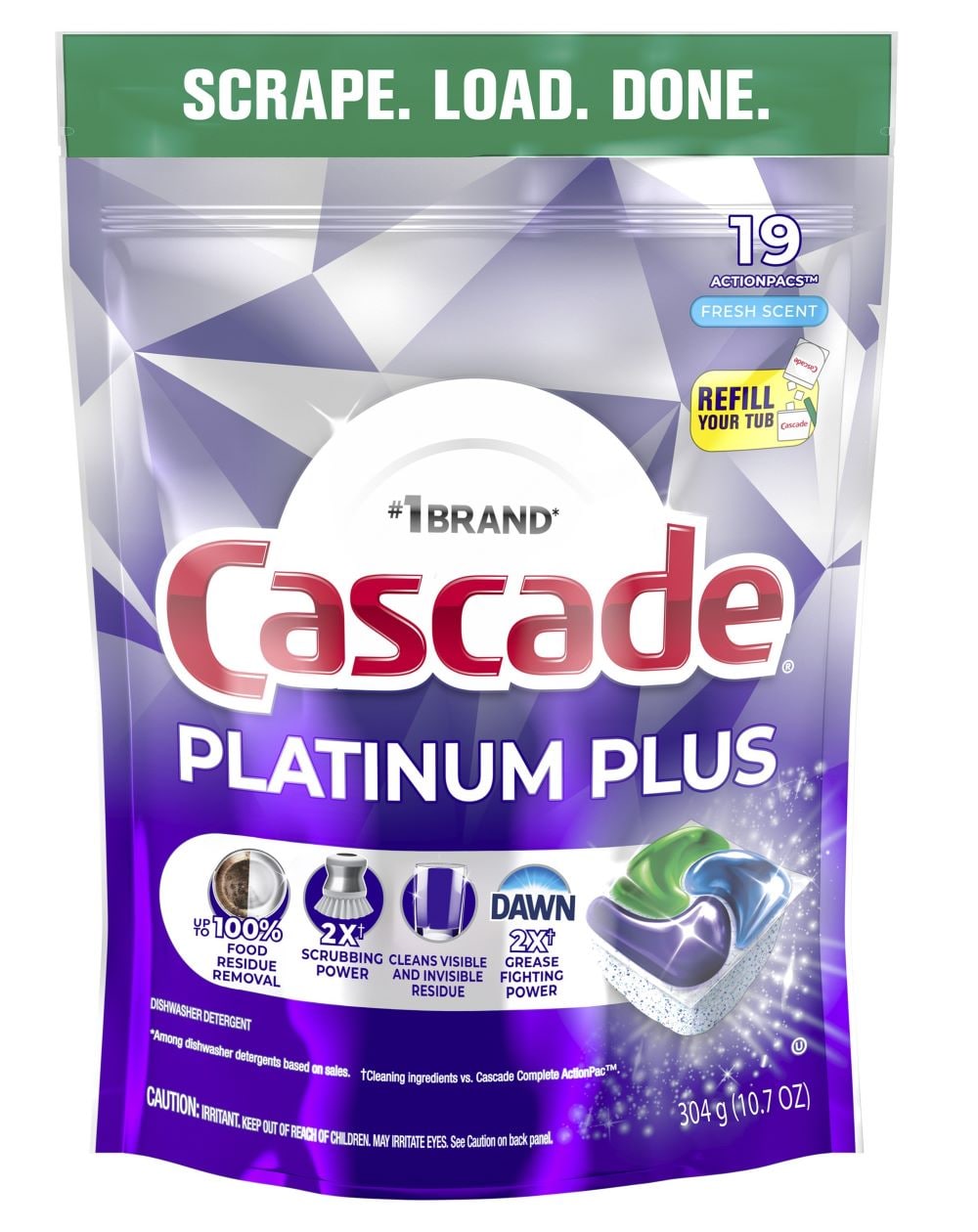 Cascade 3077215779 Platinum Plus 19 -Count Fresh Scent Dishwasher Detergent