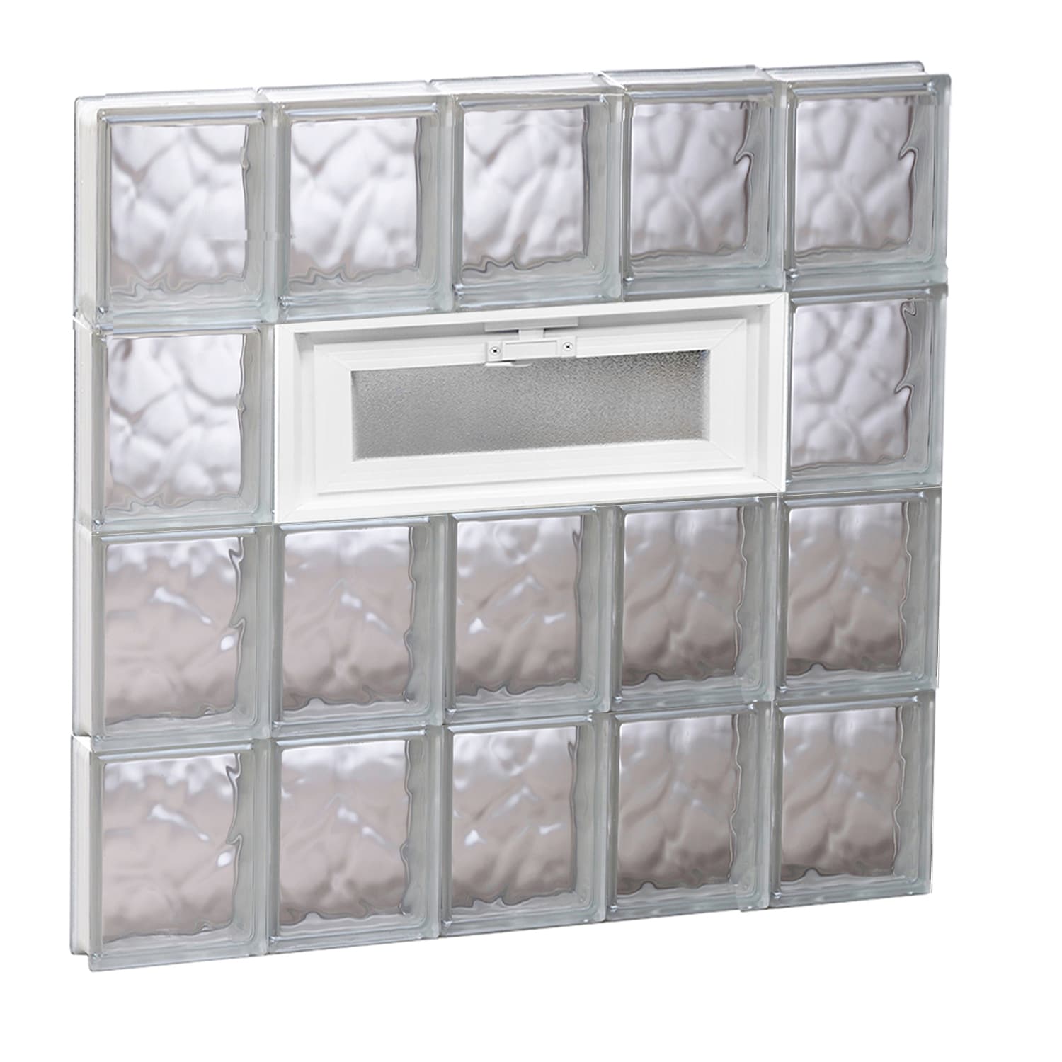 REDI2SET V3032DC Wavy Glass 28-3/4-in x 31-in Frameless Replacement Vented Glass Block Window