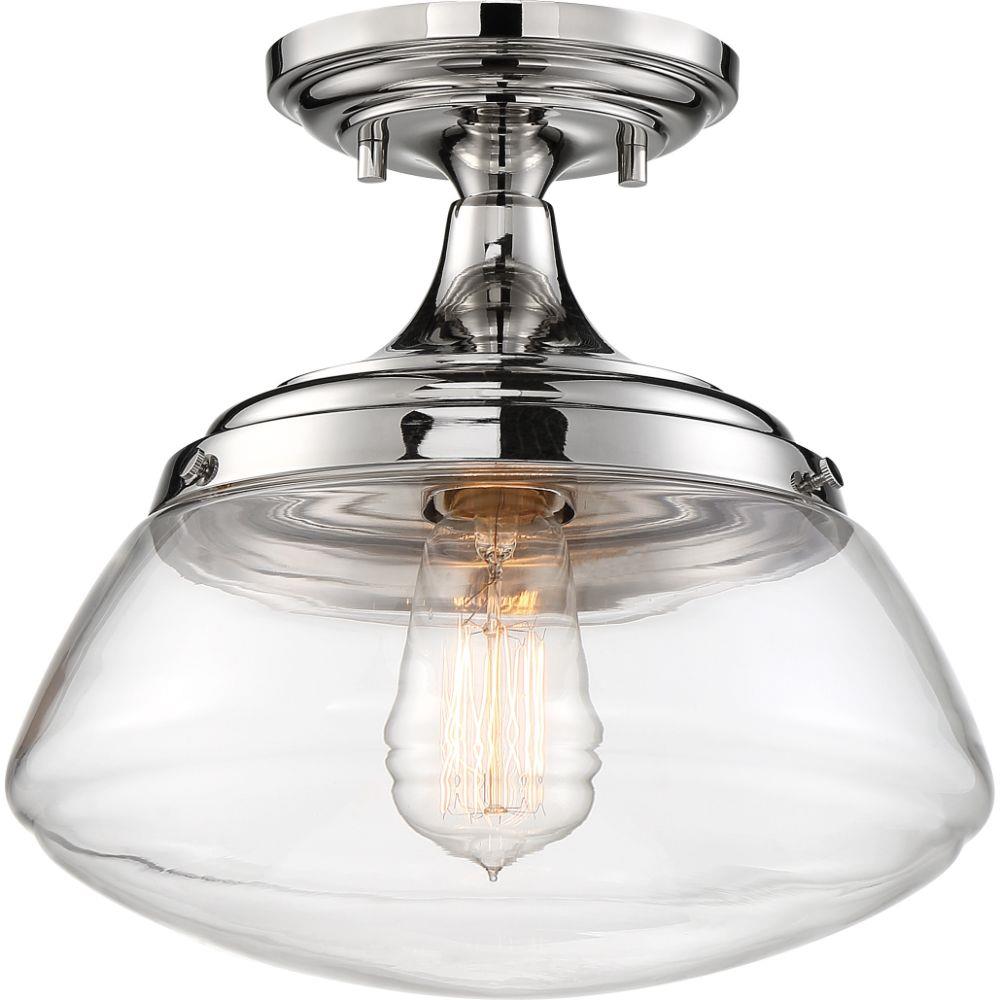  LW-SC539291 1-Light 10.38-in Polished Nickel and Clear Semi-Flush mount light
