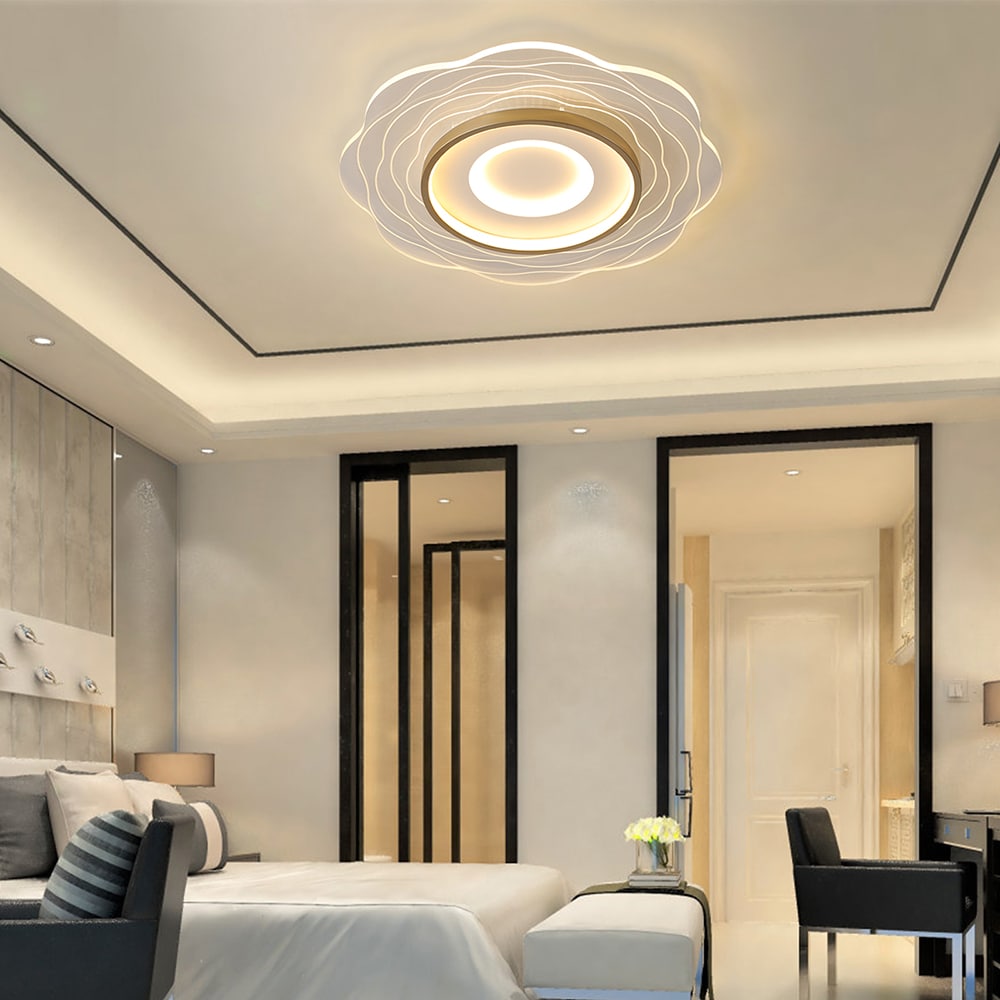Oukaning JZUCE94ZNSHCX 23-in 1 -Light 23-in Brushed White Integrated LED Flush Mount Light