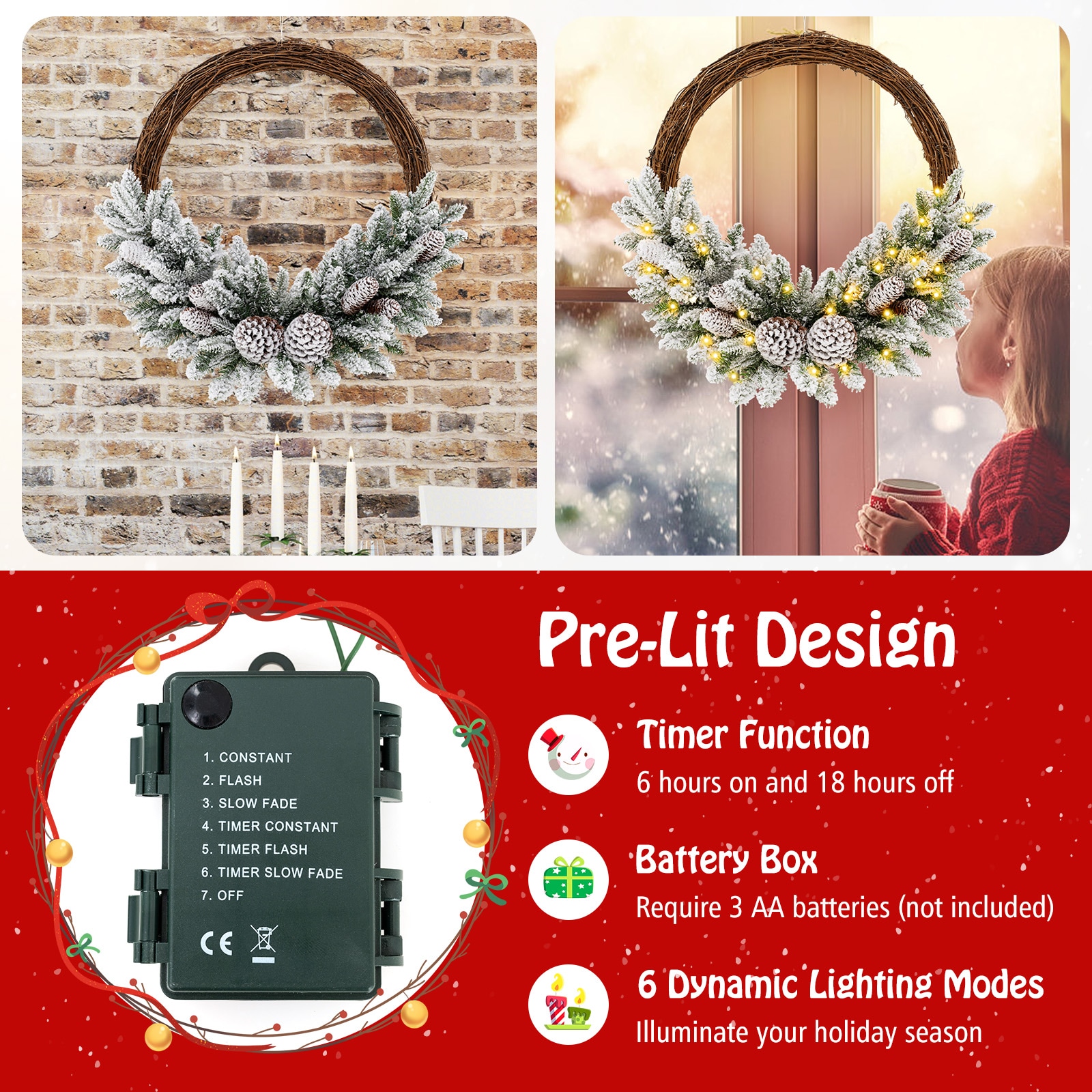 Forclover HYFE-22060 Artificial-Christmas-Wreaths - View #2