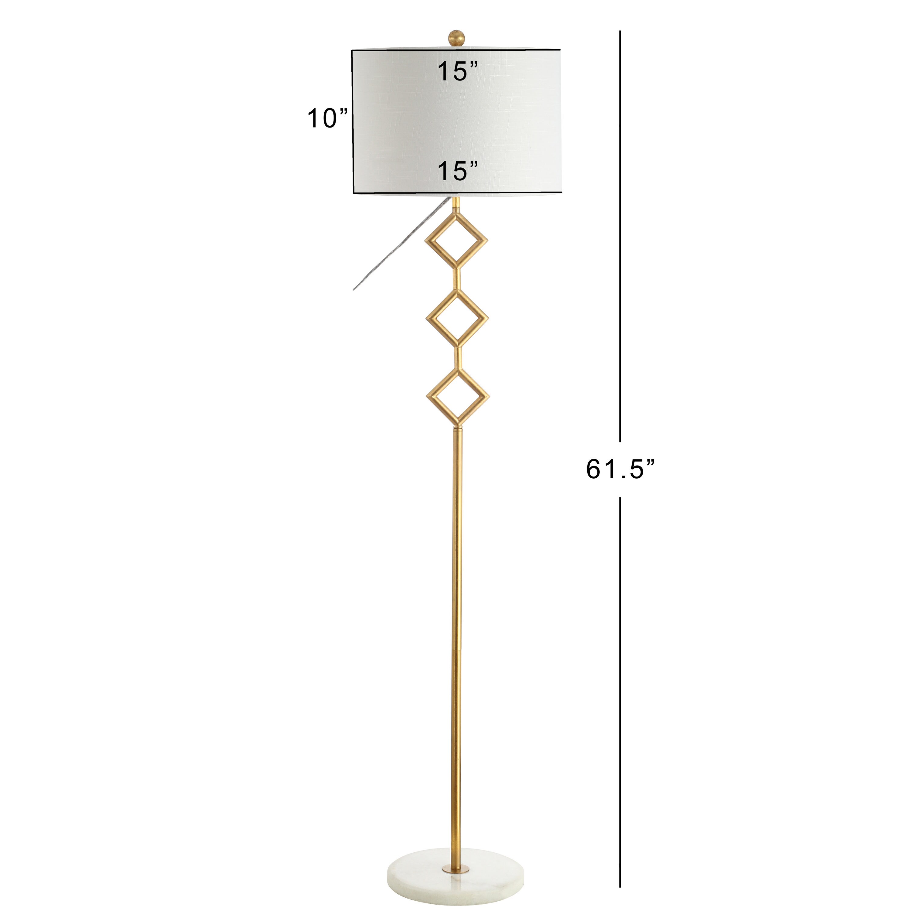 JONATHAN Y 61.5-in Gold Leaf/White Shaded Floor Lamp in the Floor Lamps ...