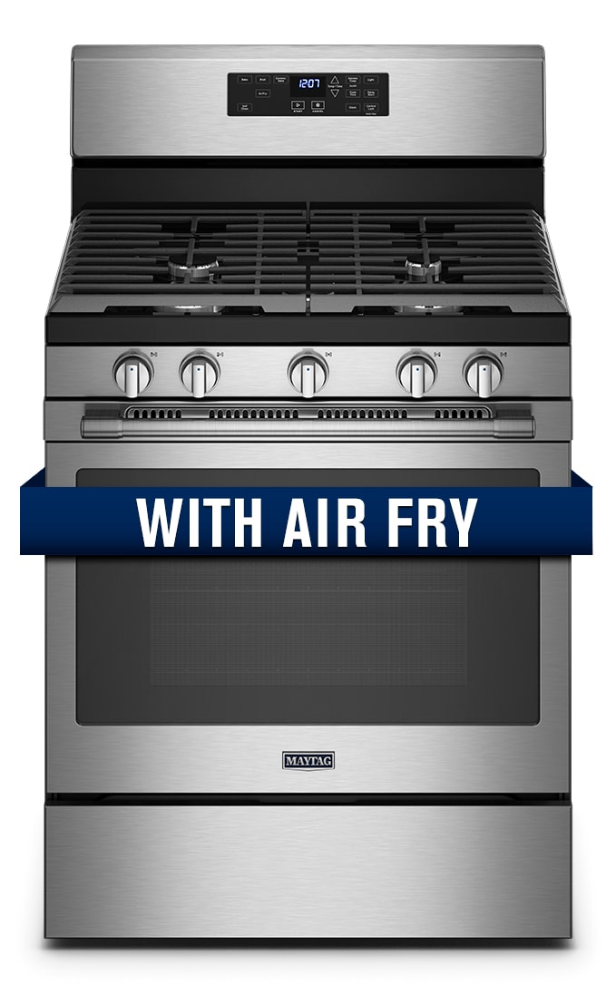 Maytag 30-in 5 Burners 5-cu ft Self-cleaning Air Fry Freestanding