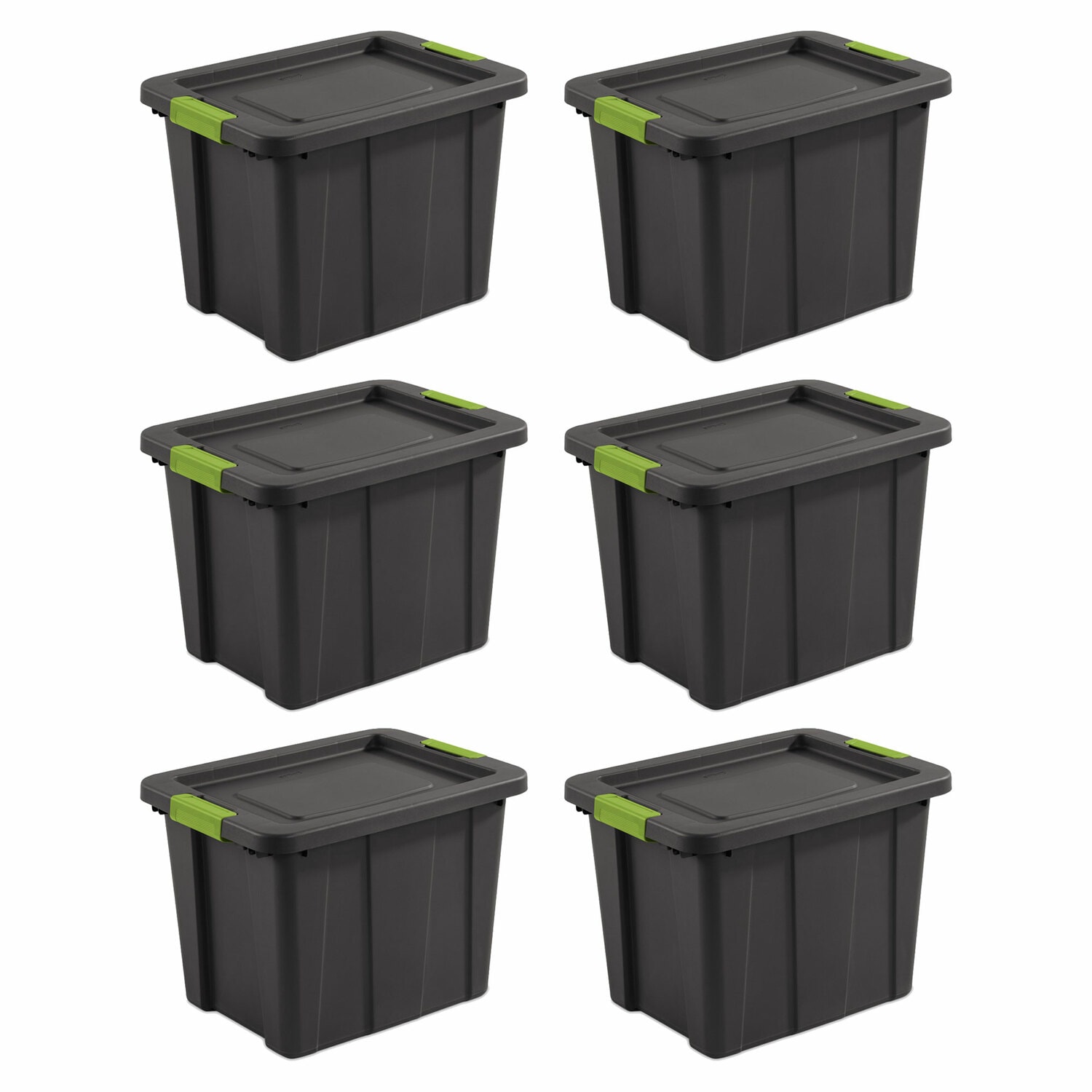 Sterilite 173229 6 -Pack Large 18 -Gallons ( 72 -Quarts ) Flat Gray Heavy Duty Stackable Tote with Latching Lid