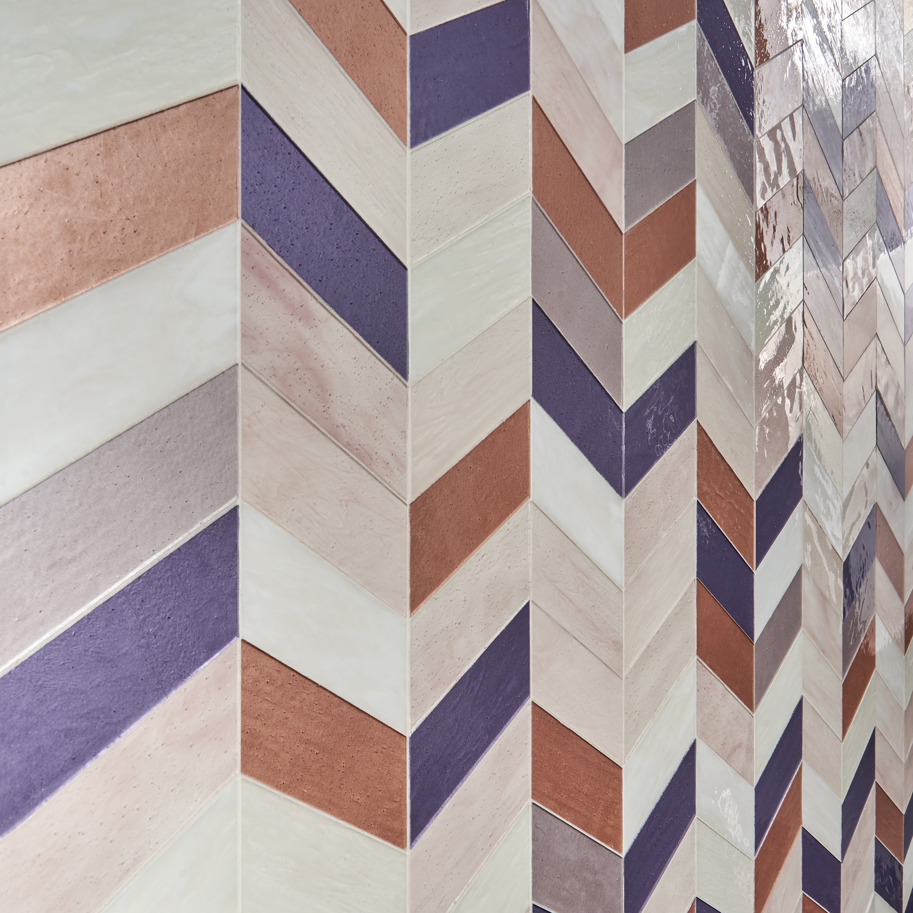 Elizabeth Sutton Glory Pink Chevron Glass Mosaic Tile
