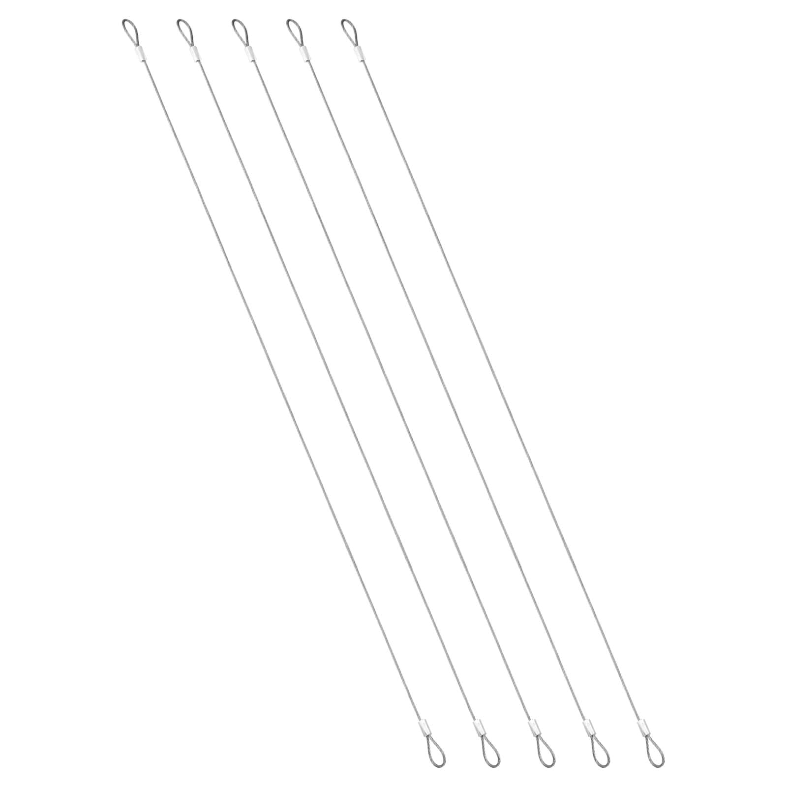 PATIKIL 1.5mmD x 20 inchL Outdoor Travel Security Cable 5pcs 304 Stainless Steel Safety Wire Rope Luggage Anti-Theft Cable with Loop Ends for Bike Motorcycle Home Decoration Silver #S26073000UX8142